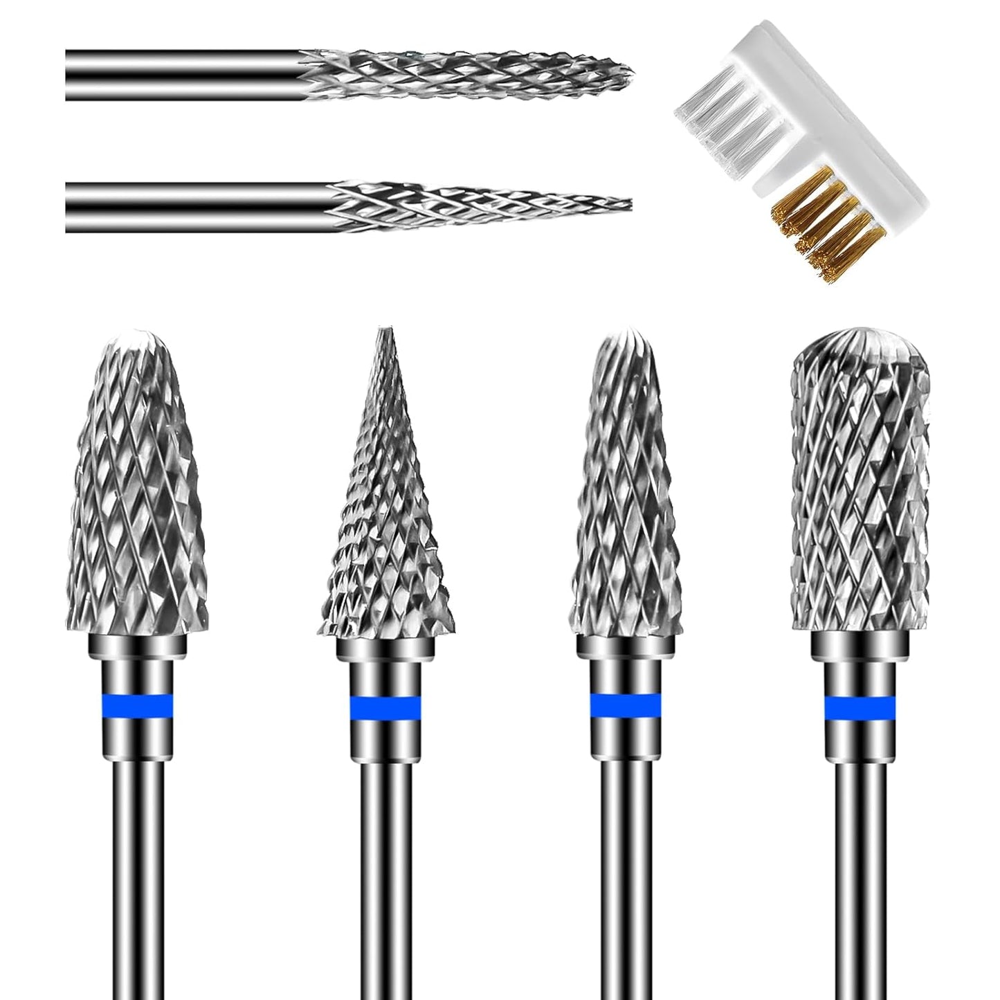 Diesisa 6 Pack Nail Drill Bits for Acrylic Nails, 3/32" Shank Drill Bits for Nails Professional Electric Cuticle Drill Bit, Cuticle Cleaner Nail Gel Polish Remover Tool for Home Salon Nail Bits-Blue
