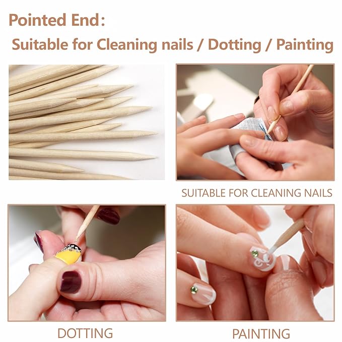 360PCS Orange Sticks for Nails in a Case - 4.5 inch Double Sided Wooden Cuticle Pusher Sticks for Nail Art, Manicure & Pedicure - Wood Sticks for Waxing