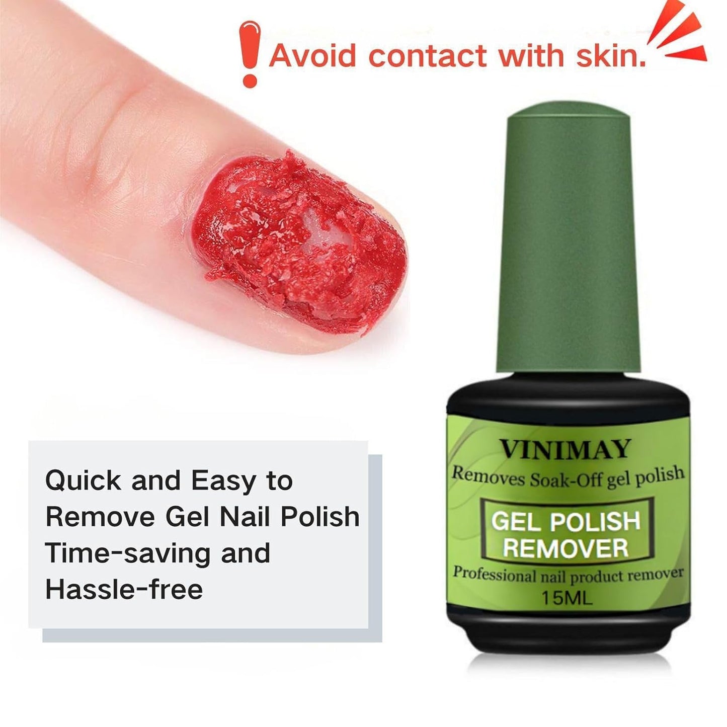 2 Pack 15ml Gel Remover Polish - Gel Polish Remover for Nails - Quickly & Easily Gel Nail Remover Within 3-5 Minutes - No Soaking or Wrapping Nail Gel Remover (0.51 Fl Oz (Pack of 2))