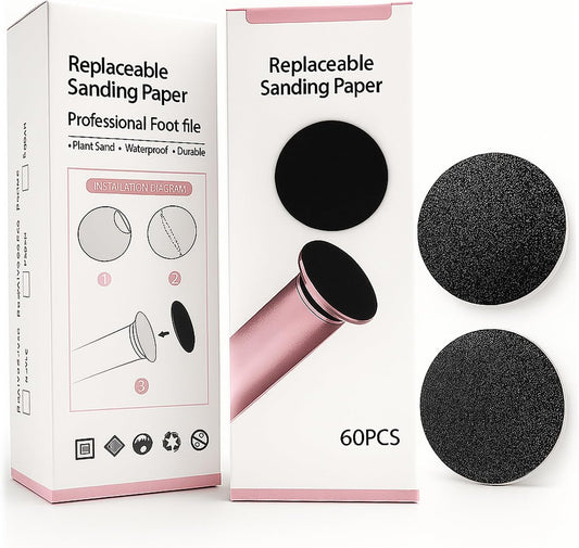 60 Pcs Sandpaper Set 1.7'' x 1.7'' for Electric Foot Callus Remover,Pedicure Disc,Sander Discs Replace Set