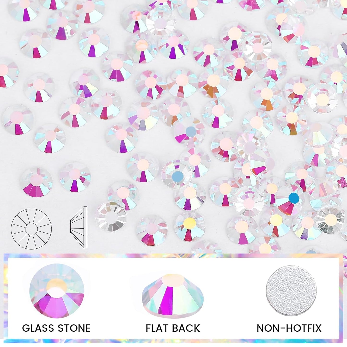 Novani Crystal Rhinestones, Flatback Loose Gemstones 288pcs Glass Rhinestones for Clothes Shoes Crafts Makeup Nail Art and DIY Decorations(SS30, Transparent)