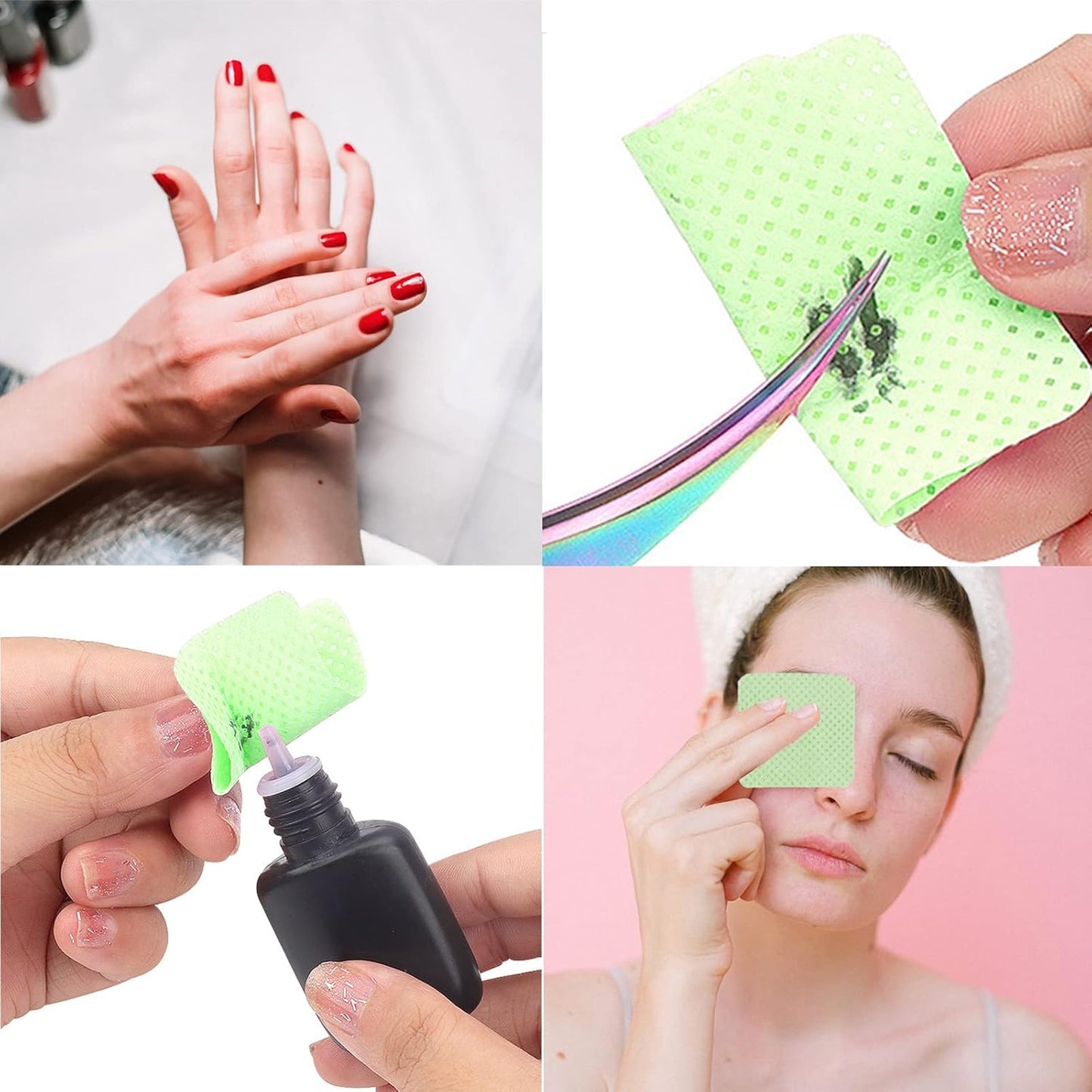 1200PCS Lint Free Nail Wipes Lint Free Wipes, Glue Wipes for Eyelash Extension, Glue Cleaning Wipe Lint Free Non Lint Nail Wipes, Soft Gel Nail Polish Remover Pads Wipes for Lash Extensions (Green)