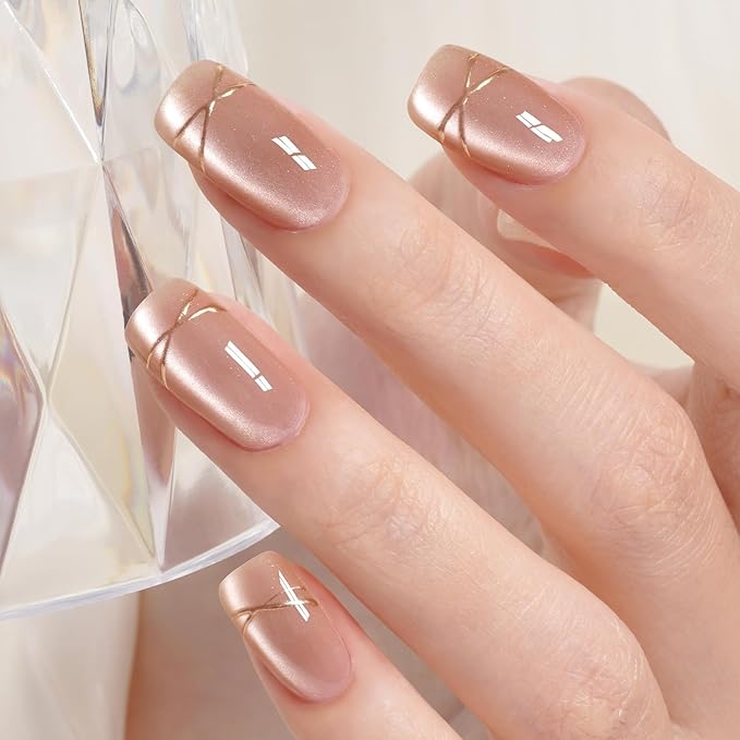 AILLSA Cat Eye Gel Nail Polish Nude Glitter Crystal Polish with Magnet, Jelly Glass Holographic Nail Polish Pearl Shimmer Reflective Translucent Color U V Gel Salon DIY at Home 0.5 OZ GF30