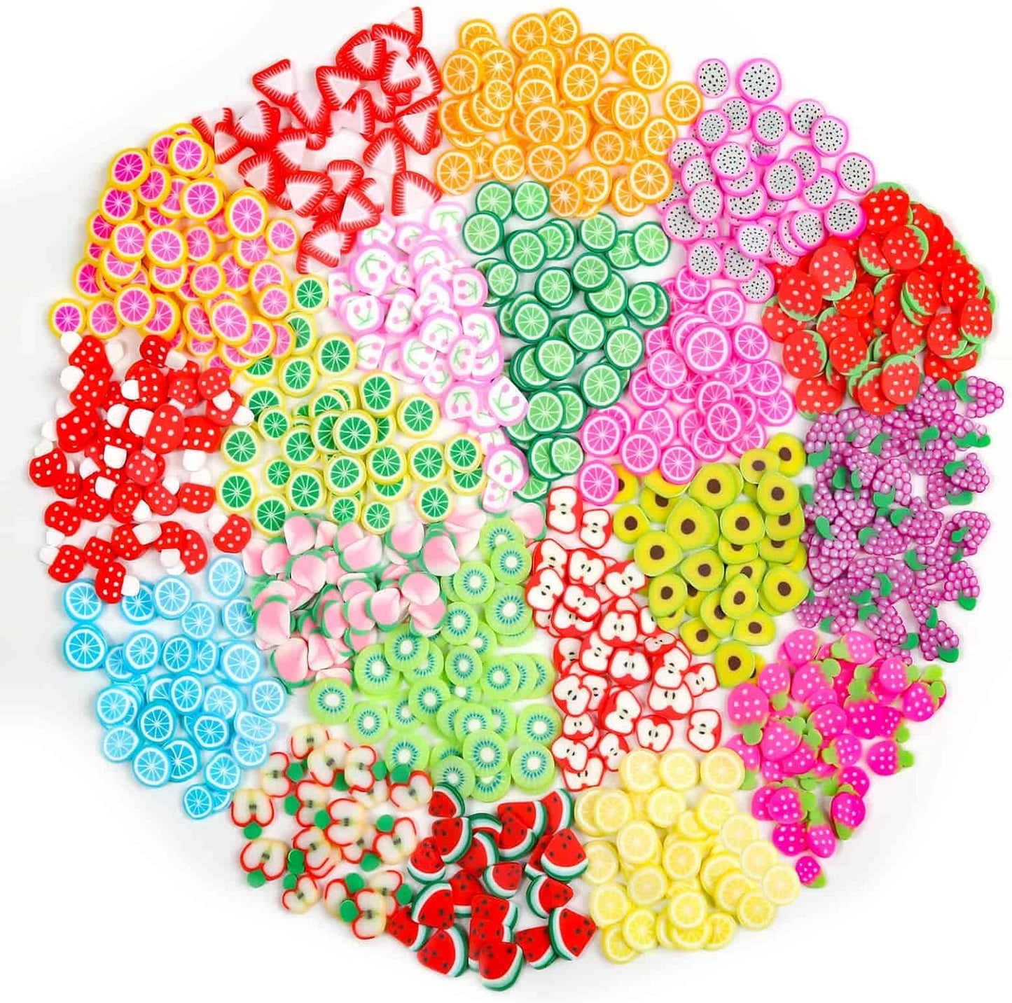 16000 Pcs Fruit Nail Art Slices, Acejoz 20 Styles Fruit Slime Charms Fimo Slices 3D Polymer Slices for Slime, Lip Gloss Making Supplies Resin and Nail Art Decorations