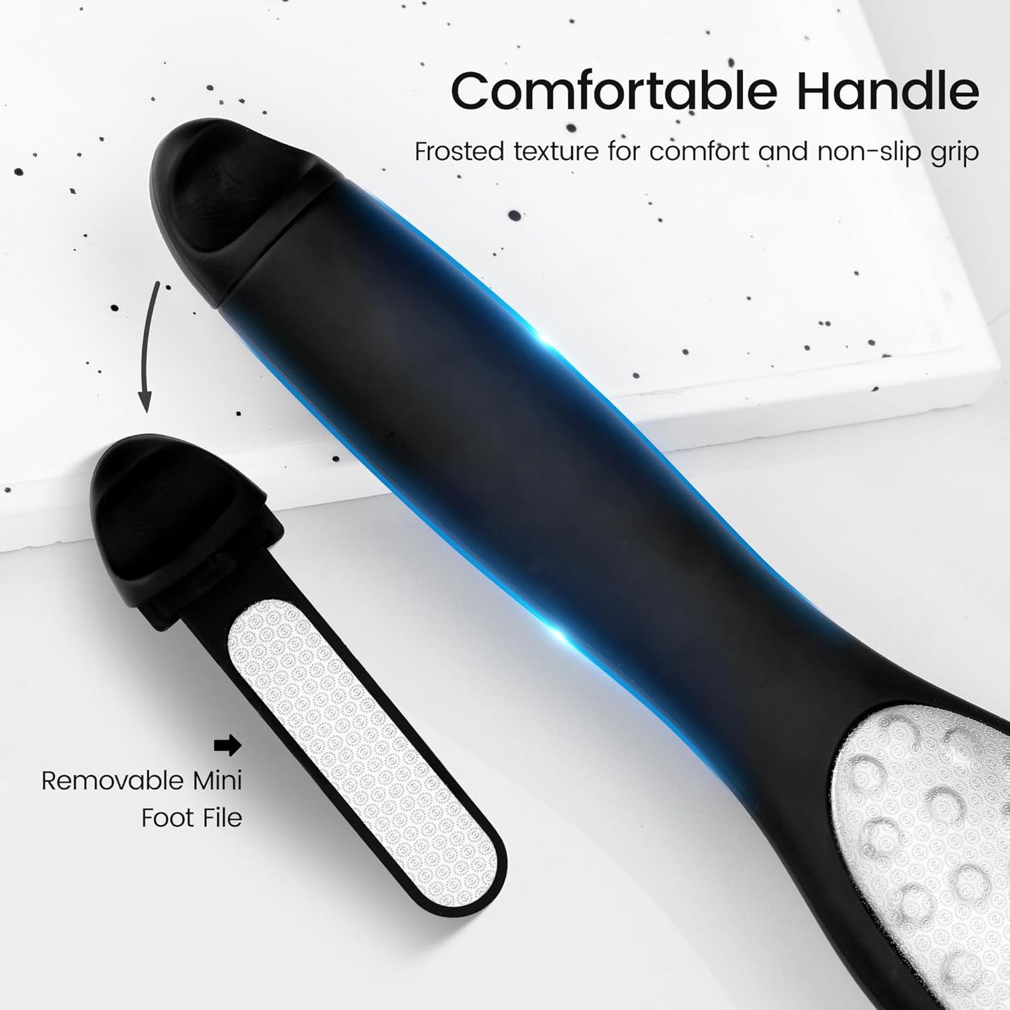 YTD likomey Coarse Fine Double Sided Foot File,Super Durable Stainless Steels Foot Scrubber,for Wet or Dry Feet Callus Dead Skin Hard Skin Pedicure Remover Tool with Built-in Mini File
