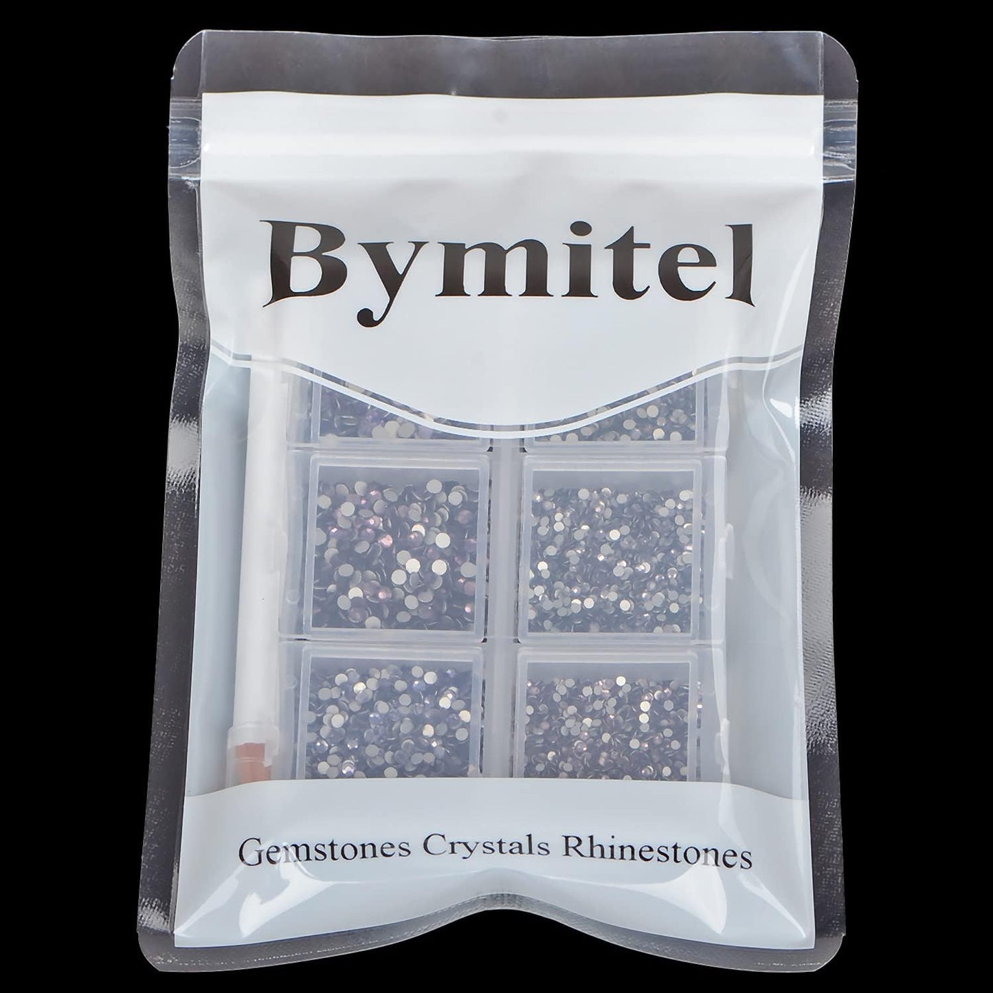 Bymitel 7200 Pieces 6 Mixed Sizes Glue Fix on Glass Rhinestones Round Crystal Gems Flatback for DIY Jewelry Making with one Picking Pen(6-Sizes 7200PCS, Tazanite)