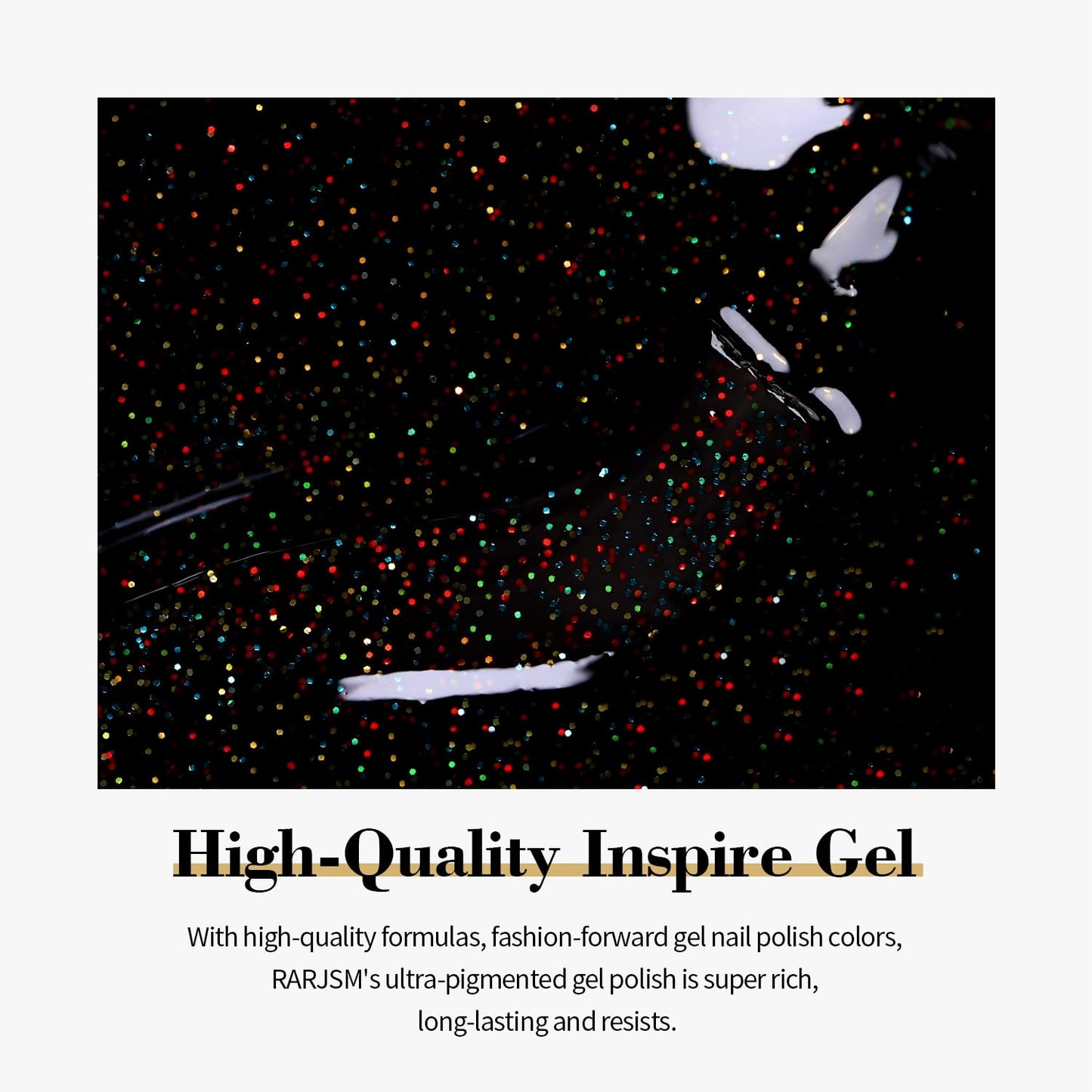 RARJSM Gel Nail Polish Black Glitter Sparkly Chunky Iridescent Rainbow Shimmer Pigments Nail Gel Polish Soak off Led UV Curing Required for Nail Art Salon Manicure 15ml Fall Winter Christmas