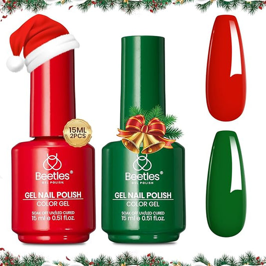 Beetles Gel Polish Christmas Gel Nail Polish Set Red Green Classic Colors Soak off UV Led Lamp Needed Manicure Salon DIY Home Gifts for Women Girls Prelude of Celebration