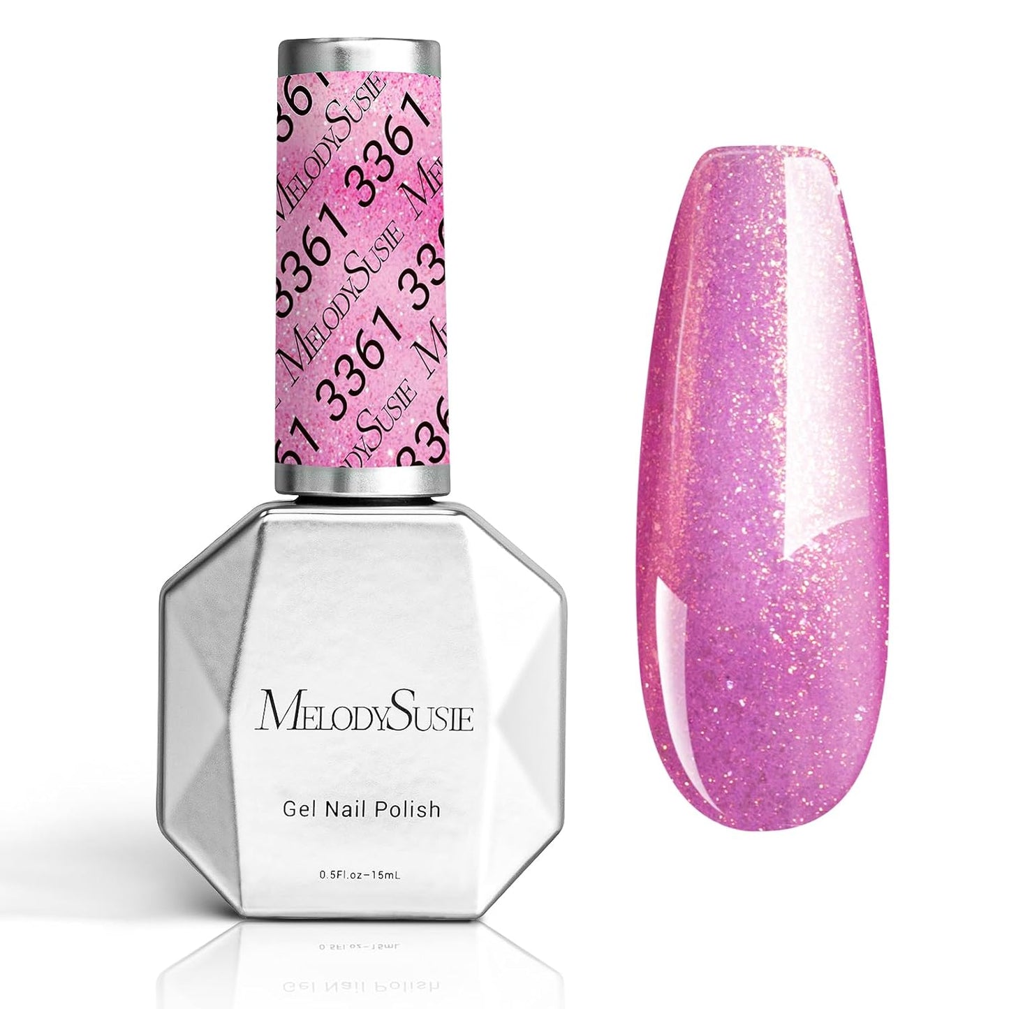 MelodySusie Pink Glitter Gel Nail Polish,0.5fl oz Soak Off UV LED Translucent Jelly Purple Shimmer Pink Gel Polish Gift for Women Nail Art Manicure Salon DIY Nail Design Decoration at Home-A1708