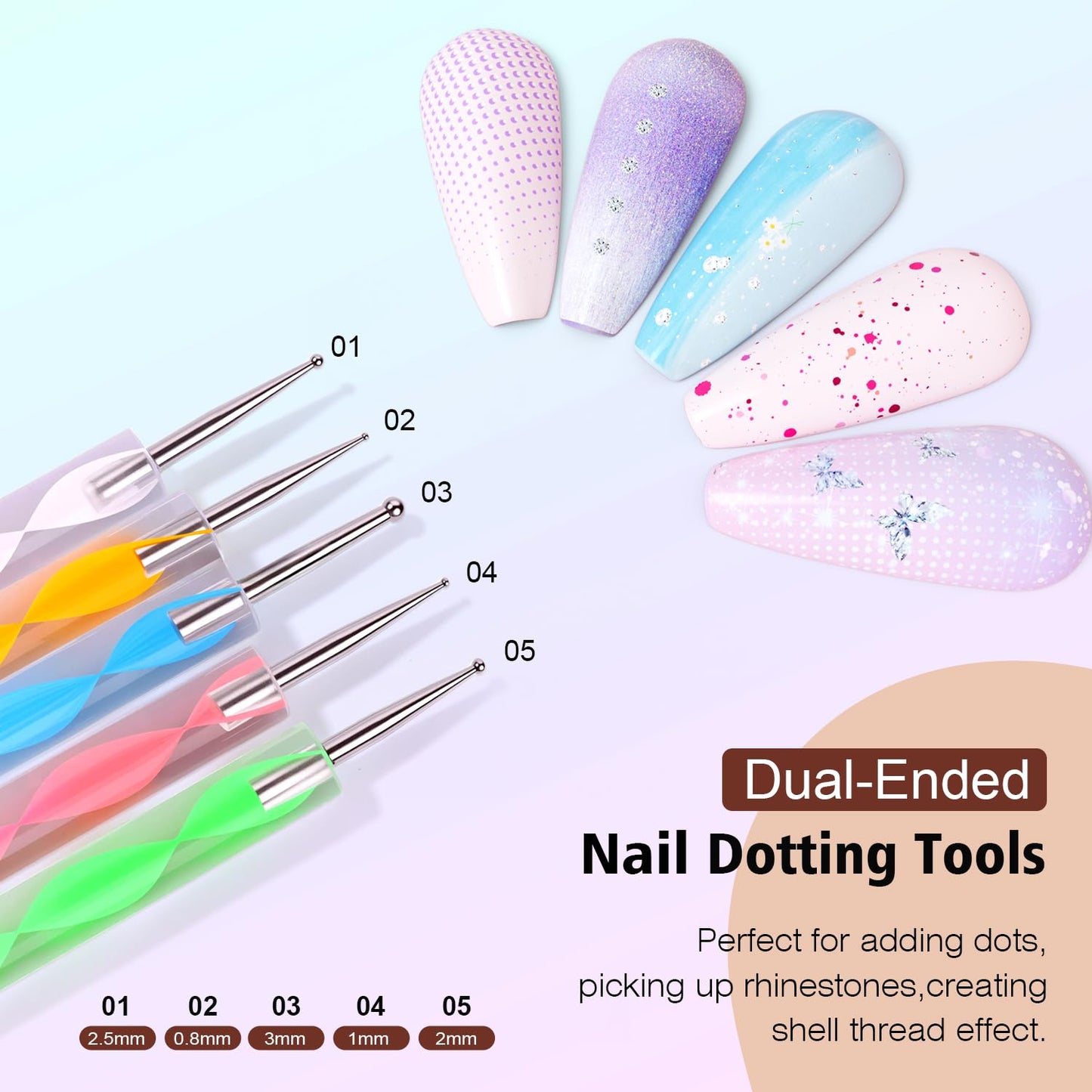 Nail Art Tools, Nail Holder for Painting Nails, 15 PCS Nail Art Brushes, 5 PCS Nail Dotting Tool, Nail Stand for Home DIY & Salon Nail Art Design