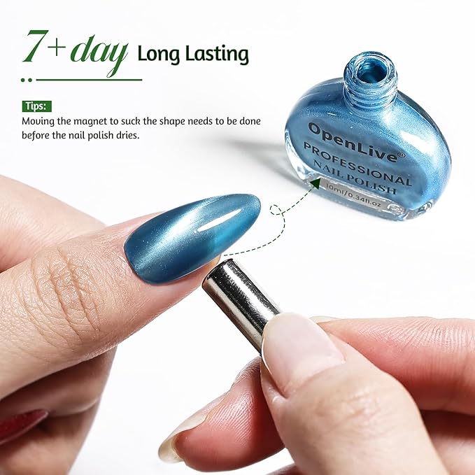 6 Colors 10ml Amber Pine Grove Cat Eye Nail Polish with Magnet Stick Quick Dry Nail Polish for Women Salon DIY Nail Art