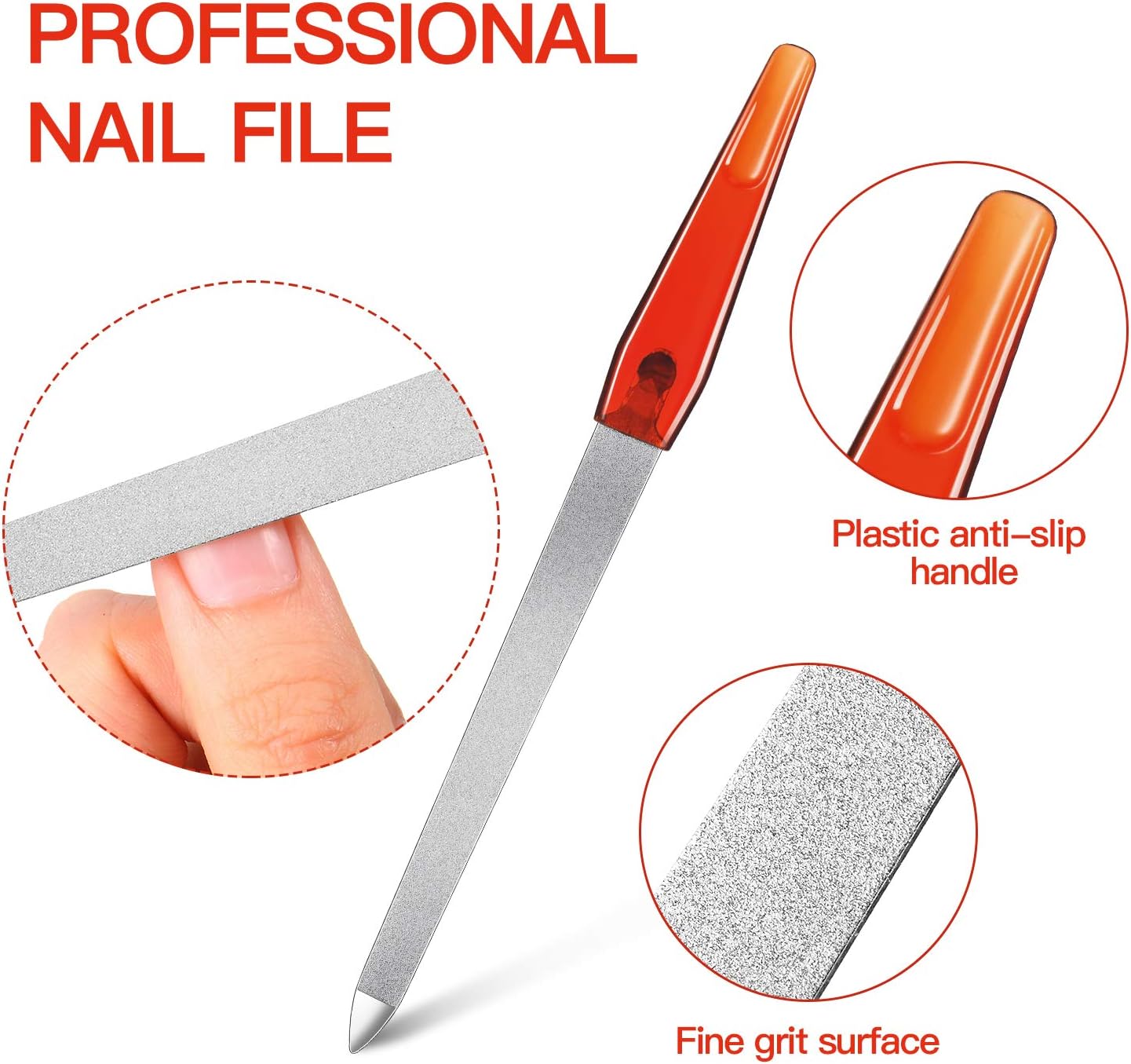 12 Pcs Metal Nail File 6.7 Inch Stainless Steel Nail File Double Sides with Anti Slip Handle Fingernails Toenails Manicure Tool for Woman and Men(Brown)
