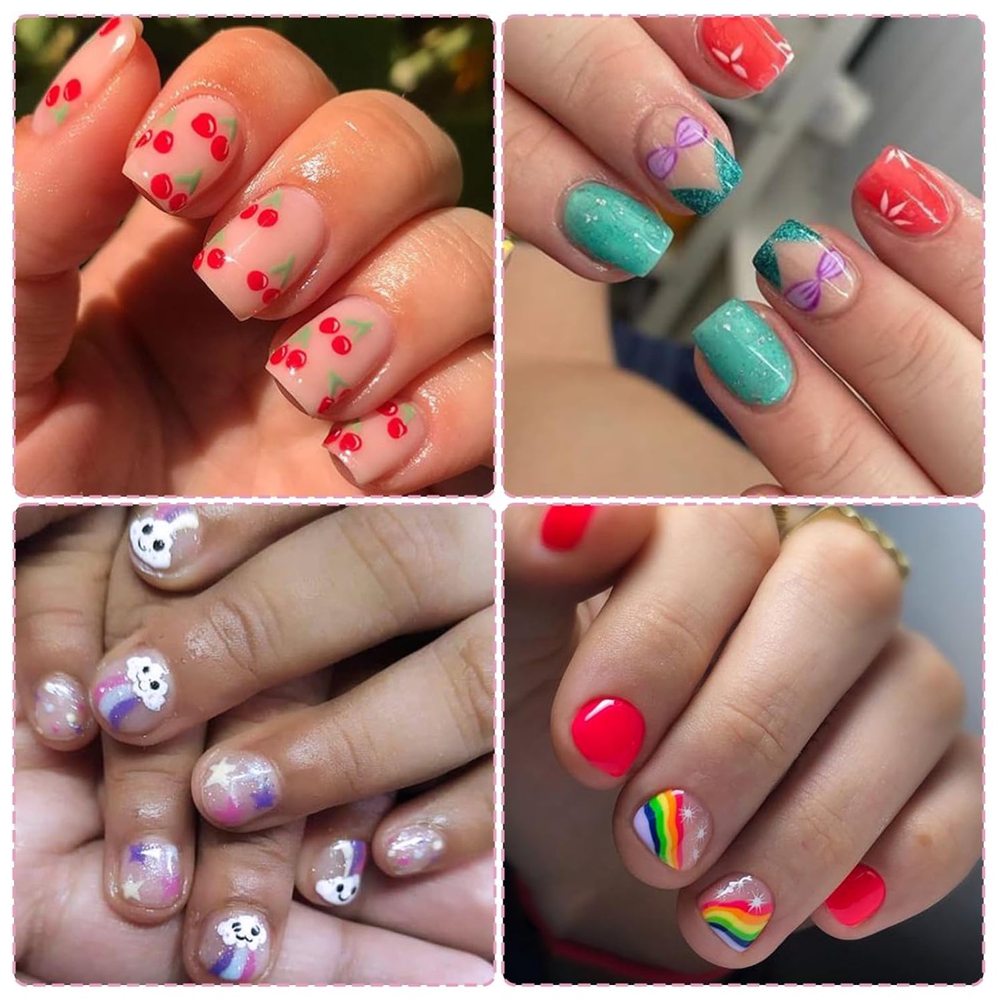 Nail Stickers for Kids - Self-Adhesive CuteNail Wraps, 3D Unicorn, Fruit, Animals, Star DIY Designs Nail Art Decals for Little Girls, Toddler (8 Sheets)
