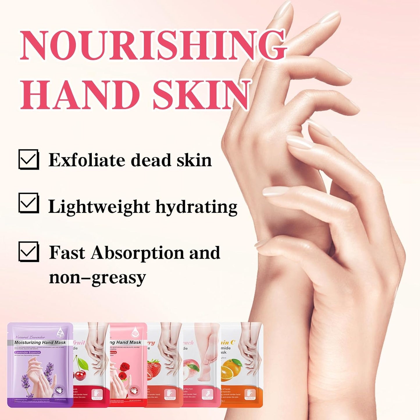 6 Pcs Hand Masks Moisturizing Glove, Hydrating Hand Mask for Dry cracked Hands, Exfoliating Collagen Gloves for Smooth Hands, Smooth Exfoliating Hand Peeling Mask