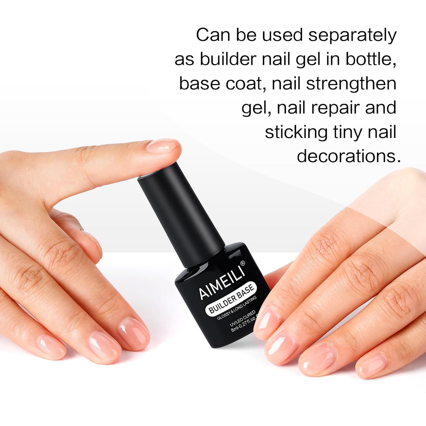 AIMEILI Builder Nail Gel, Hema Free, Cruelty Free, Vegan, Clear Nail Strengthener Enhancement Building Rubber Base Coat for Manicure 8ml