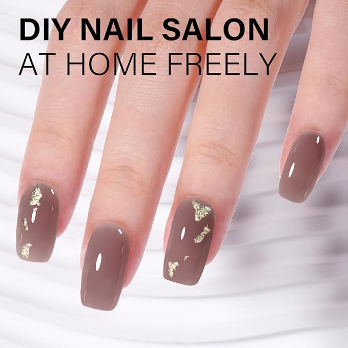AILLSA Nude Gel Polish Hazelnut Chocolate Translucent Gel Nail Polish Jelly Brown Dark Color Gel Polish Purplish Coffee Neutral Nails Soak Off U V Gel for Nail Art at Home Valentine Gift 0.51 Oz GB136