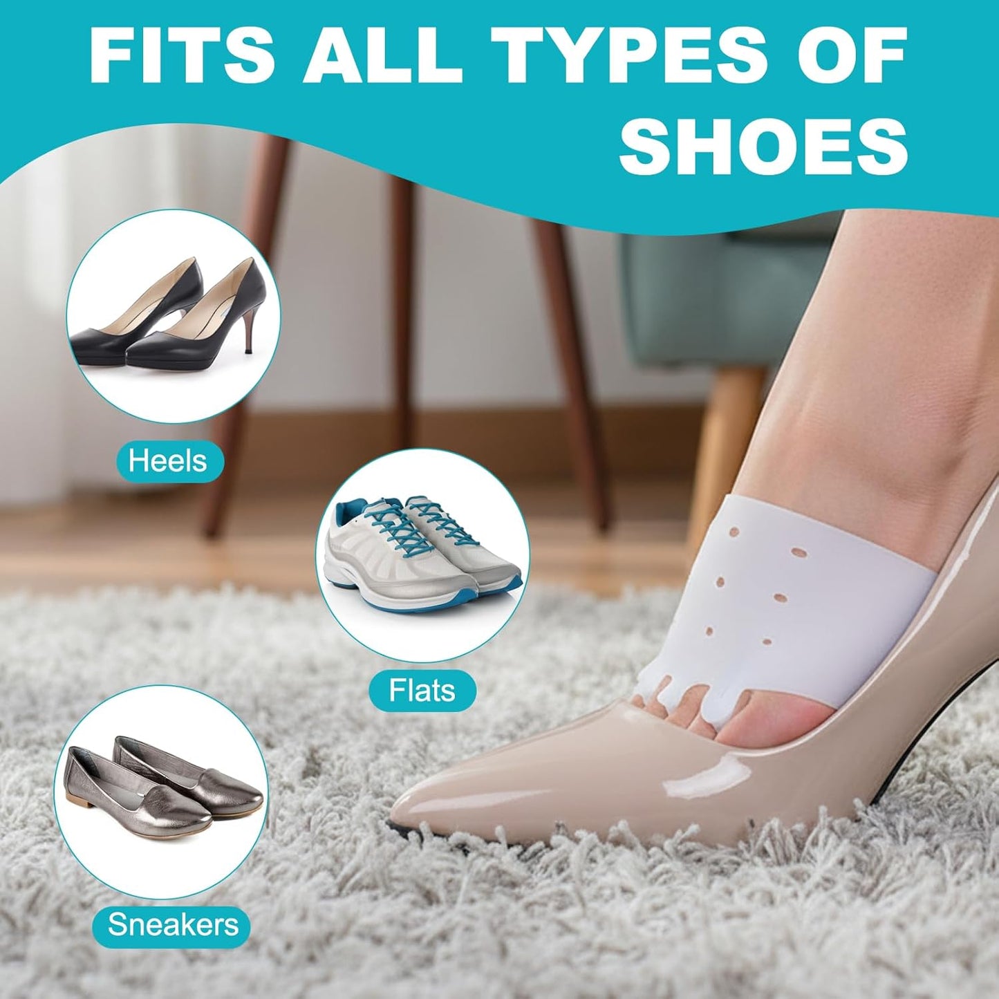 Toe Sleeves, 2 Packs Cove Silicone Toe Separators for Women & Men, Breathable Soft and Comfortable Gel Foot Cushions, Ideal for Daily Wear (2 Pairs, White)