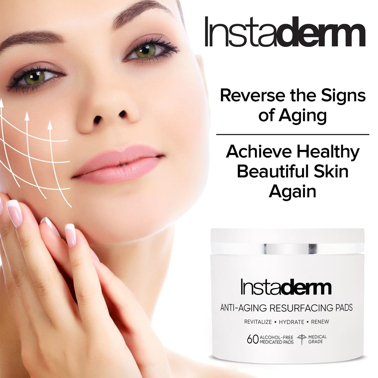 Anti-Aging Resurfacing Pads – Smooth’s Fine Lines, Wrinkles, Dark Spots & Skin Roughness to Enhance the Skins Texture & Tone for Radiant Glow.