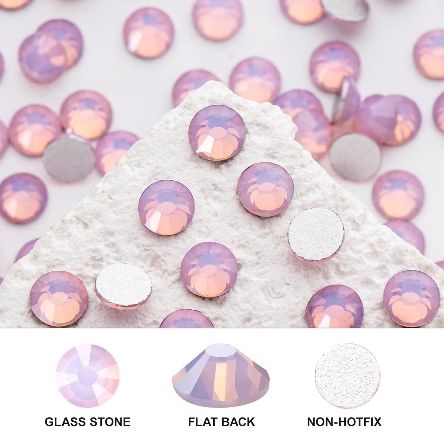 Novani 3000 Pieces Flatback Rhinestones Glass Round Gems Pink Opal Crystals for Nail Art DIY Crafts Clothes Shoes,SS10,2.7-2.9mm