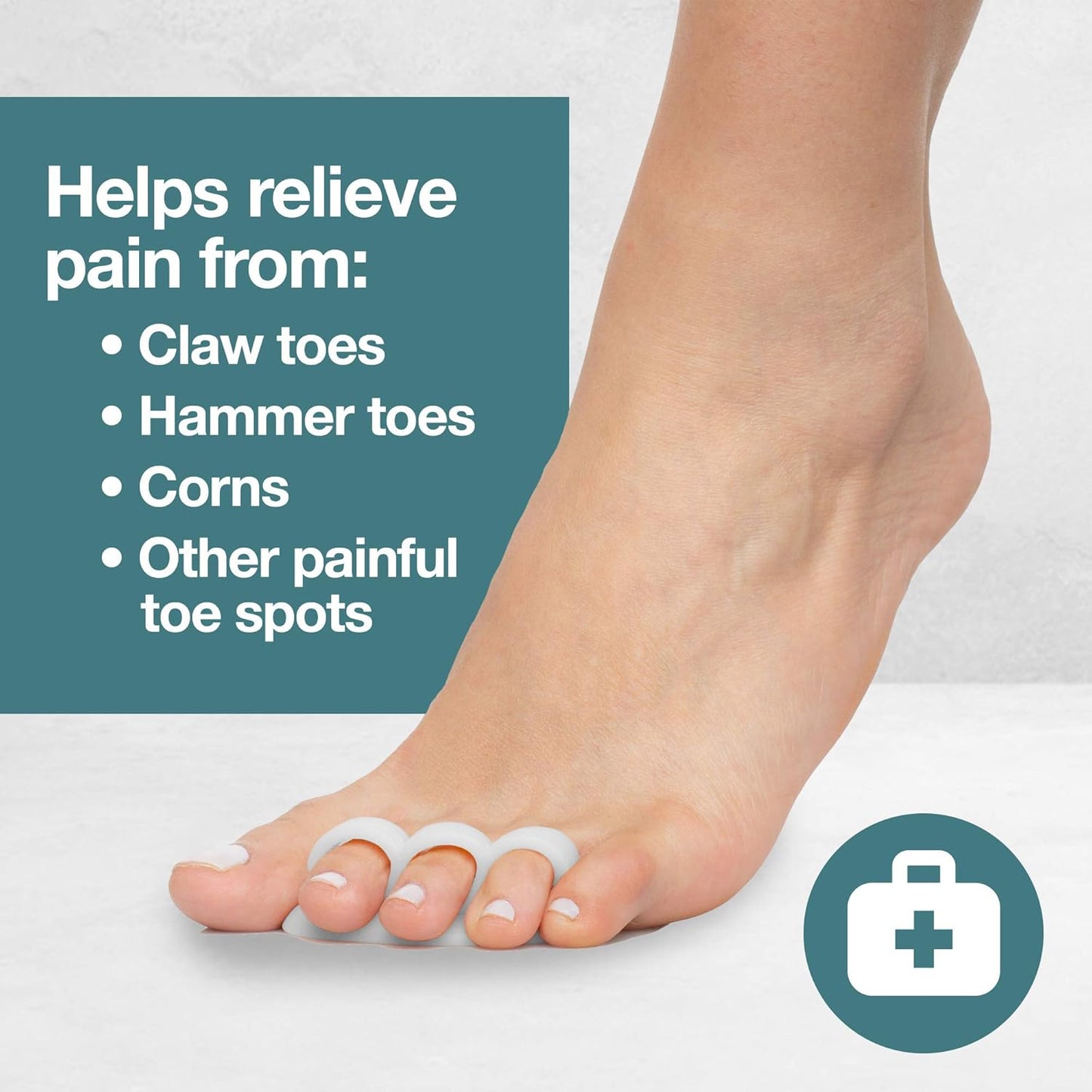ZenToes Hammer Toe Corrector for Women & Men | Triple Loop Gel Toe Spacers & Separators | Realign Bent, Crooked, Curled, Claw, Hammertoes | Soft Support for Straightening | 4 Pack, White