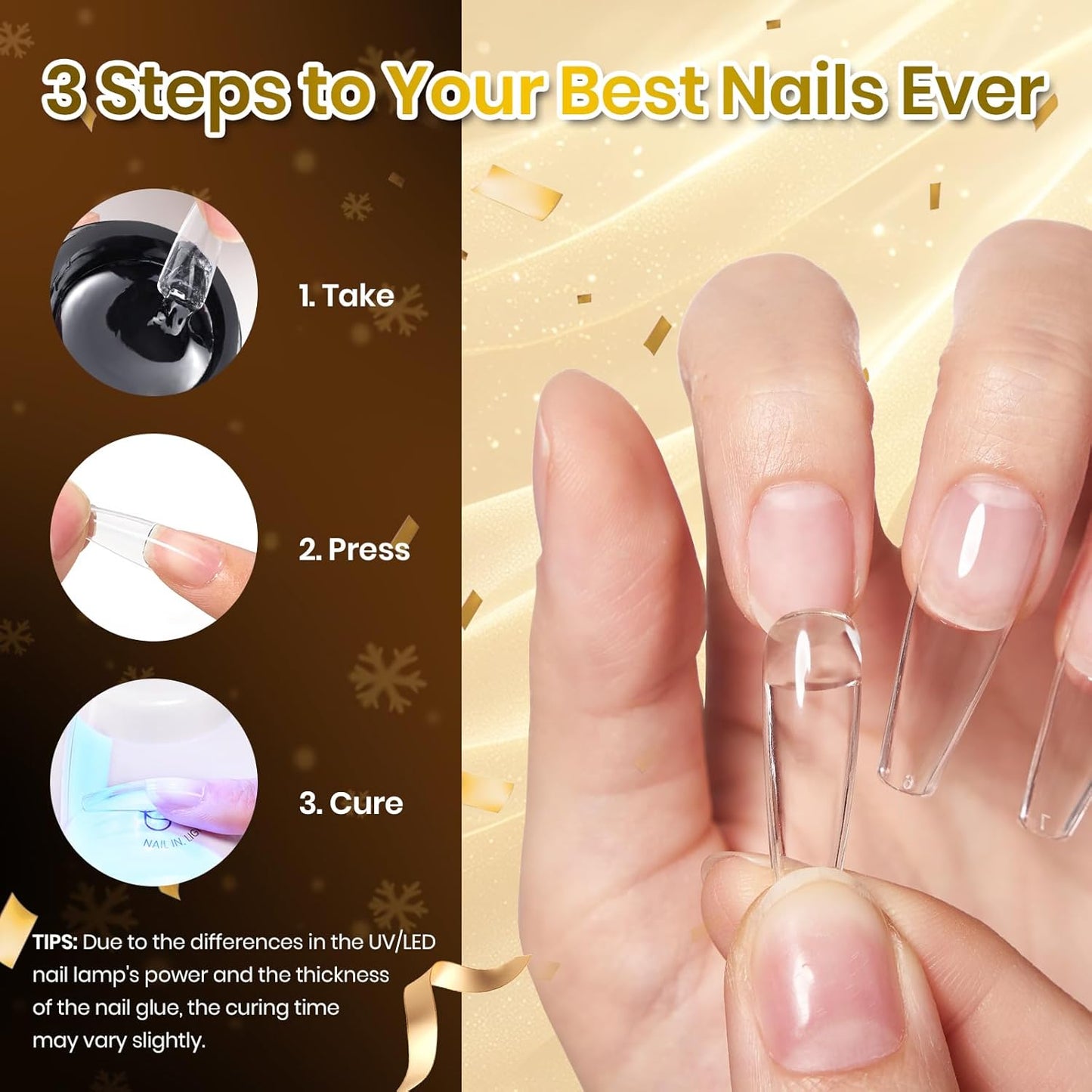 Beetles Solid Nail Glue Gel for False Tips, 15g Strong Adhesion for Press on Acrylic Tips, Clear Hard Gel 3D Sculpting for Christmas Nail Art UV Light Cured