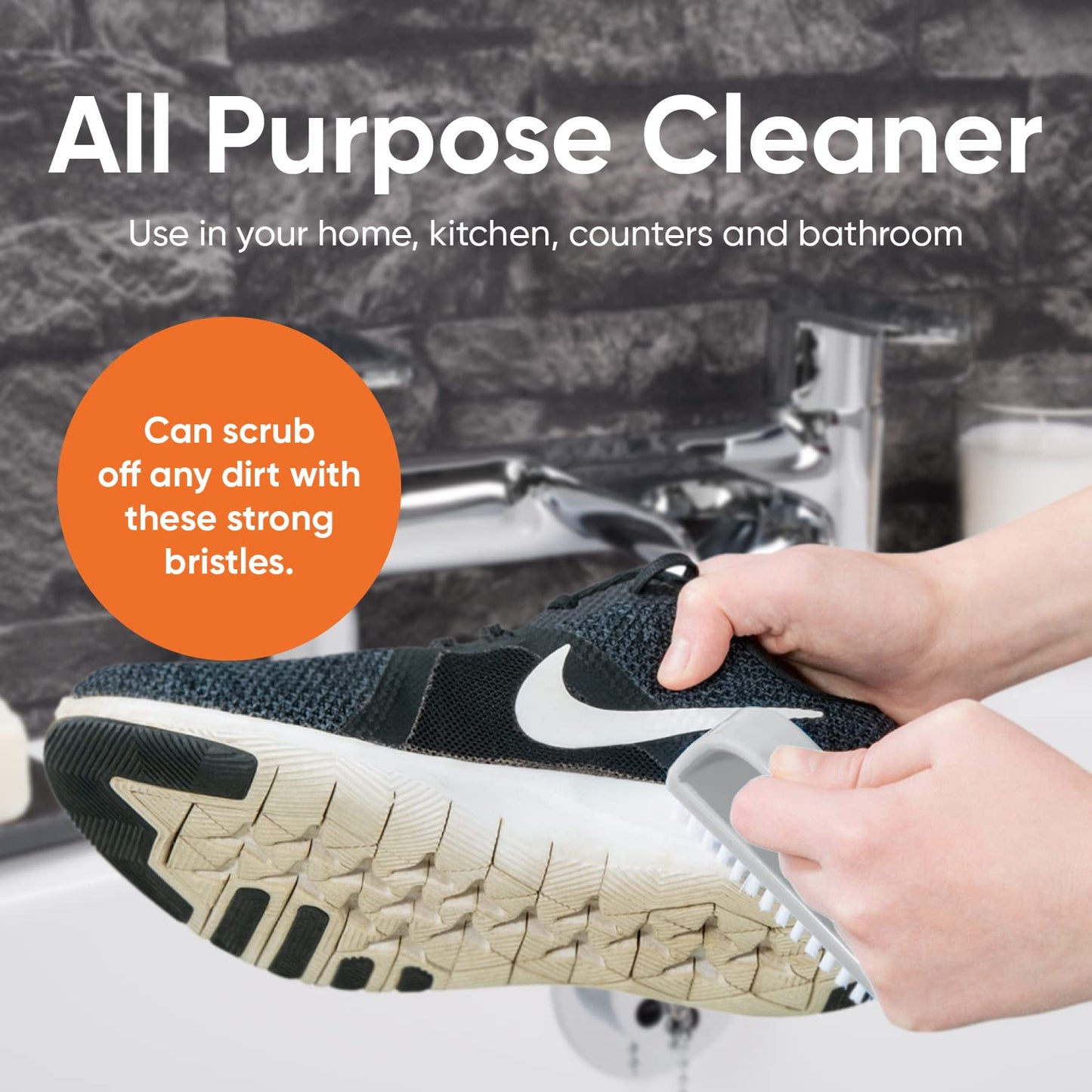 Superio Stiff Nail Brush Cleaner with Handle 6 Pack, Durable Scrub Brush, Clean Toes, Fingernails- Hand Scrubber- All-Purpose Cleaning Brush for Home, Kitchen, Work- Stiff Bristles (Black and White)