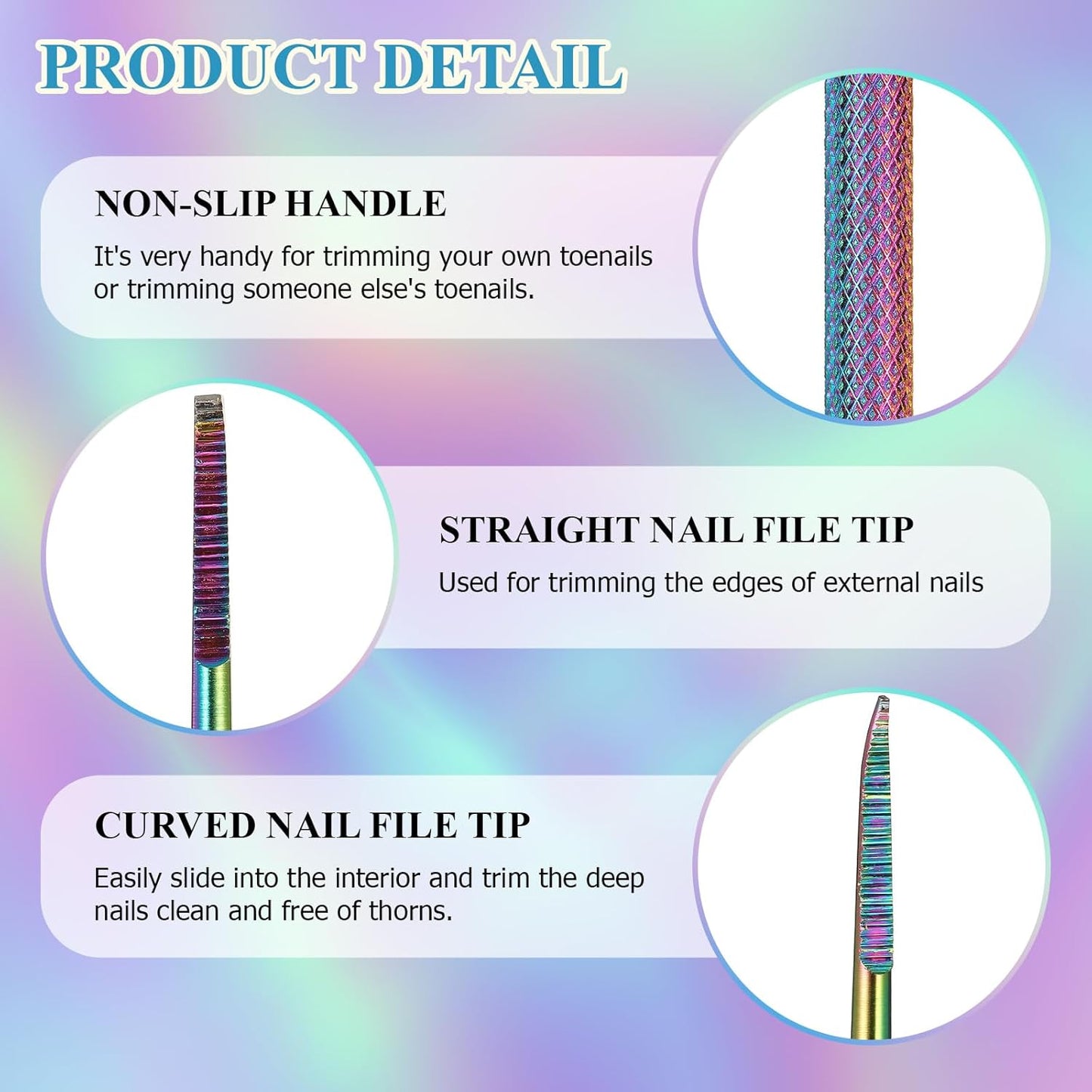 Mudder 6 Pack Ingrown Toenail Files Double Sided Toenail Lifters One Side Flat and One Side Curved Stainless Steel Manicure Treatment Removal Pedicure Tools for Feet Under Nail Cleaner (Rainbow)