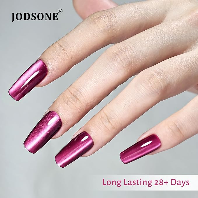 JODSONE 16.5ml Cat Eye Gel Nail Polish Glitter Claret Magnetic Reflective Translucent Need U V Curing at Home DIY Design