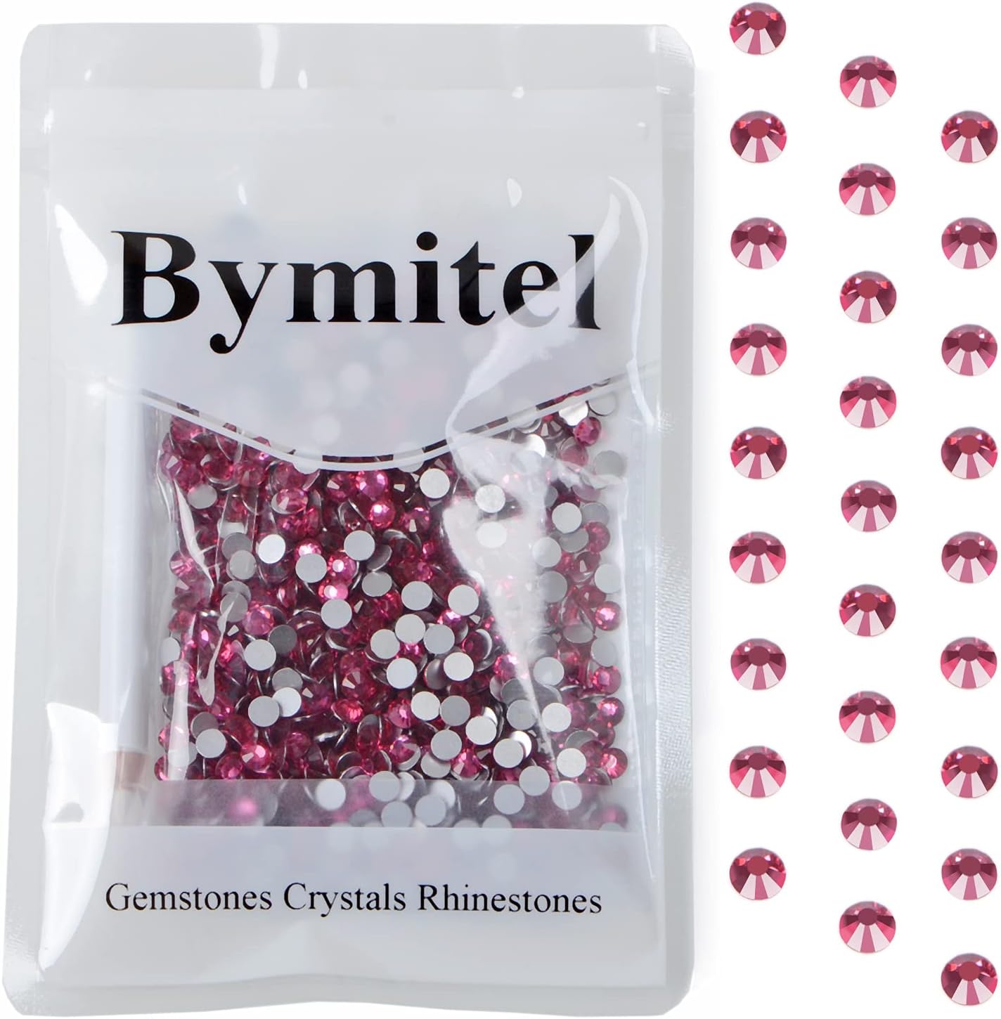 1440PCS Art Nail Rhinestones Non Hotfix Glue Fix Round Crystals Glass Flatback for DIY Jewelry Making with one Picking Pen (ss20 1440pcs, Rose)