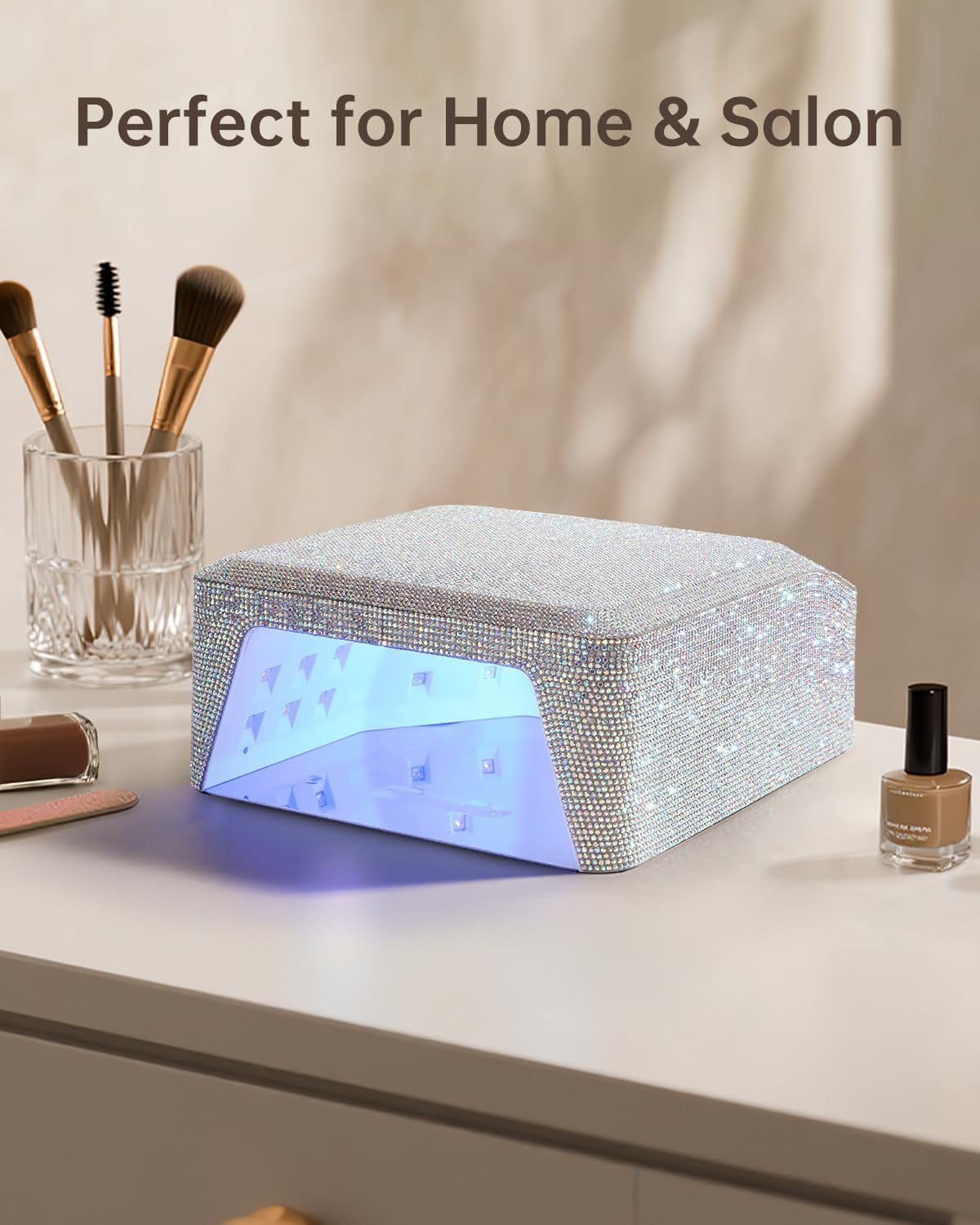 UV Nail Lamp, Rechargeable LED Nail Lamp Sparkly Gel Polish Light 4 Timer Setting Professional Quick Dry Curing Lamp with Display Auto Sensor for Salon & Home