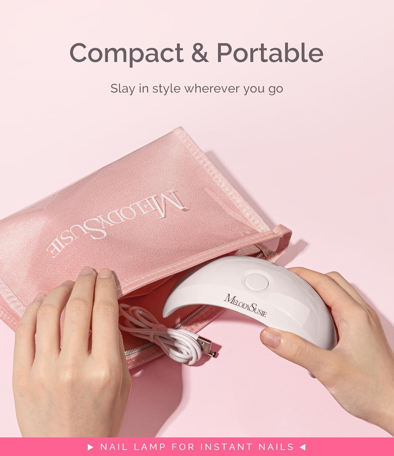 Melodysusie Starter-Friendly Mini LED UV Nail Lamp with 2 Timers, Pocket-Sized for Handheld & Desktop Use, P-art04 UV Light for Gel Nail Especially Instant Nails, Base/top Coat & Half-Cured Gel White