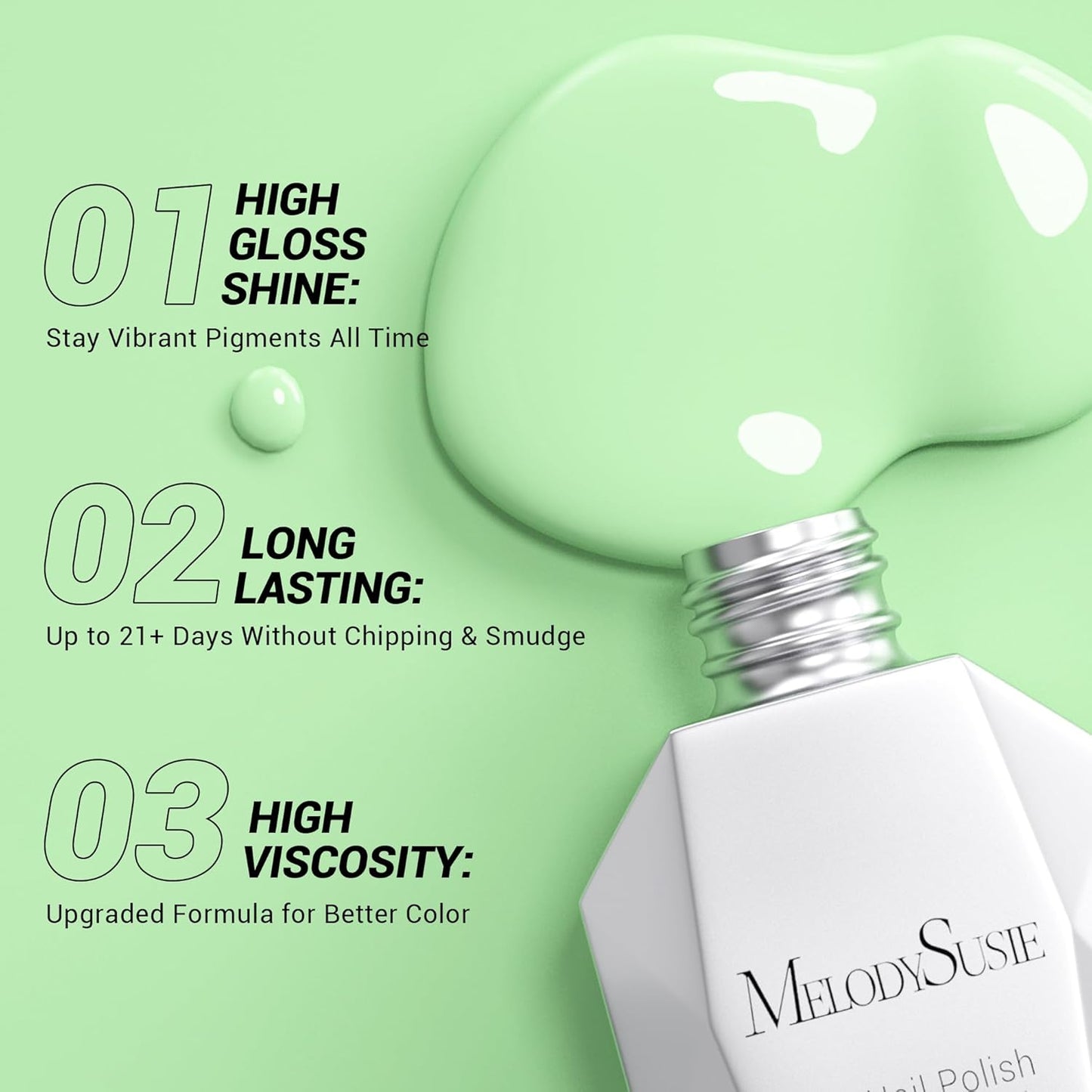 MelodySusie Thick Light Green Gel Nail Polish,0.5 Fl Oz Pastel Soak Off UV LED Funny Bunny Green Gel Polish Gift for Women Nail Art Manicure Salon DIY Nail Design Decoration at Home-326