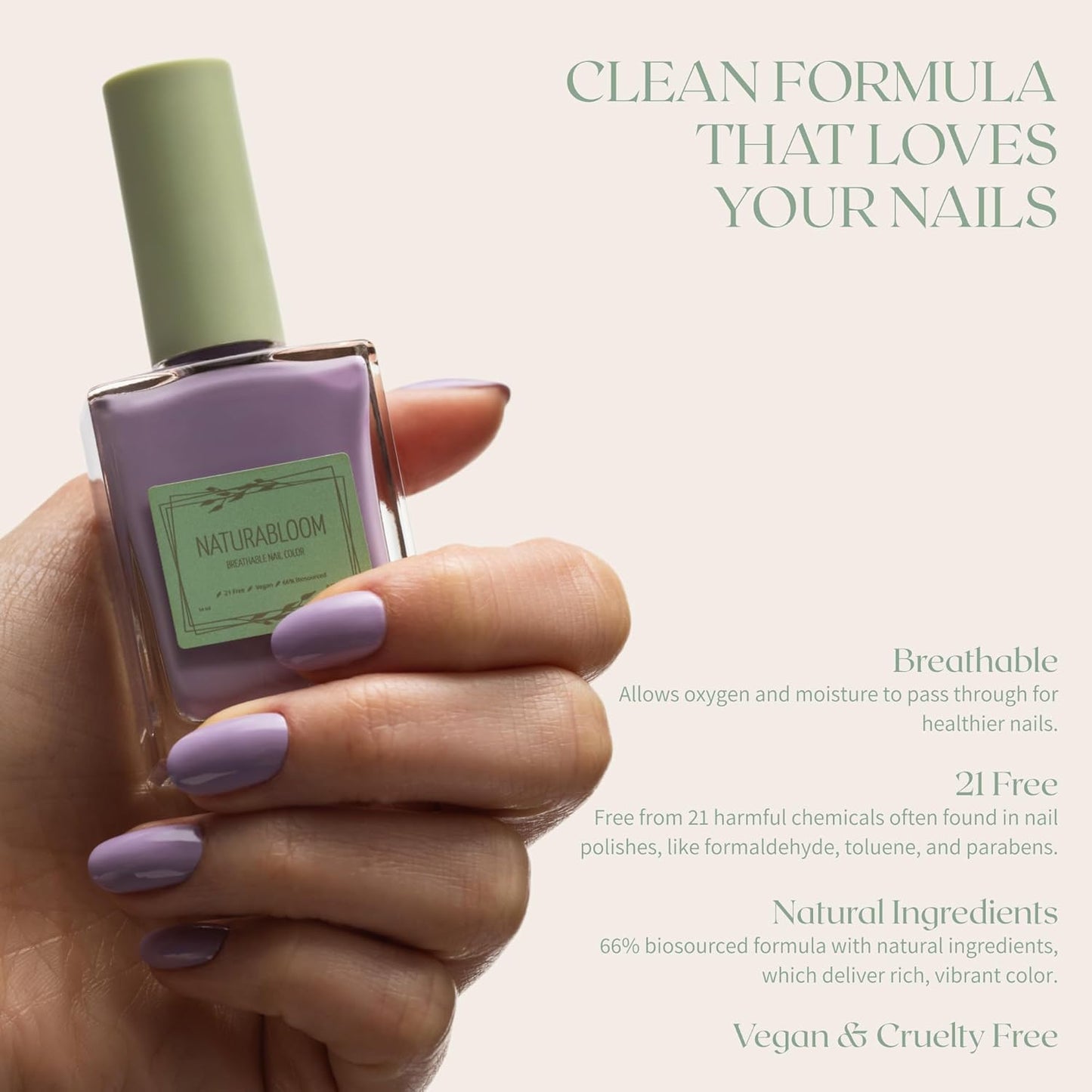 Breathable Premium Long Lasting Nail Polish (Lilac Delight) - Vegan & Toxin-Free
