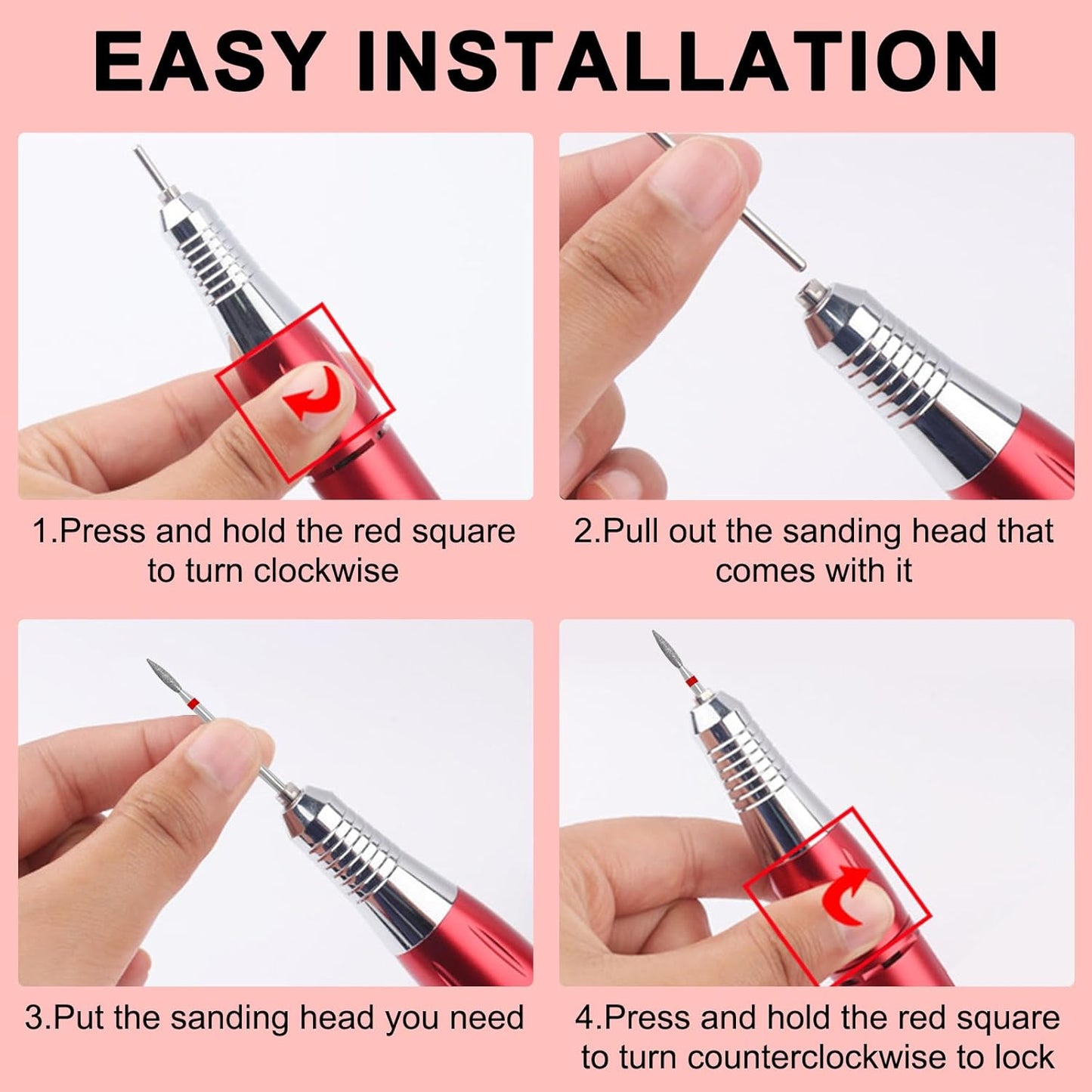 E-File Nail Drill bit with Case for Manicure and Pedicure, Russian Electric File bits, Diamond, Flame (Drop), Non Painful Efile for Nail Salon Manicure(Fine)