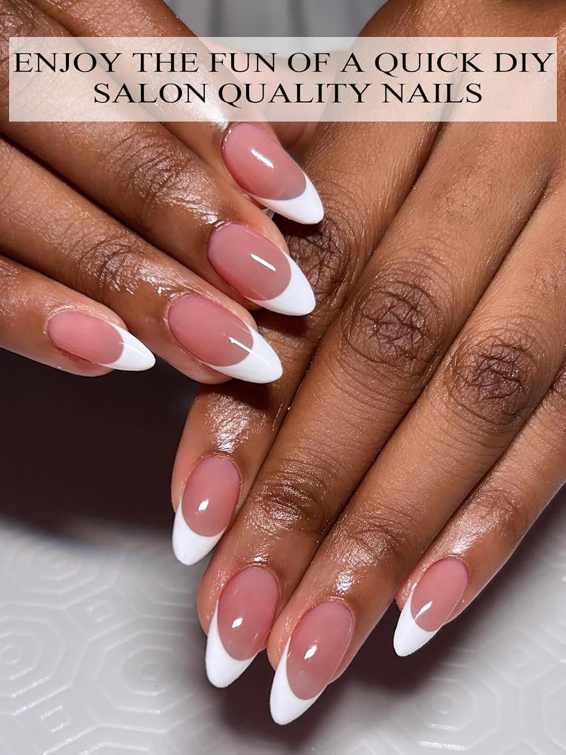 EBANKU 52Pcs Semi-Cured Gel Strips for Toes, Real Polish Sticker, Long-Lasting French Manicure Stickers, Salon Nails at Home, Requires UV Light With Nail File & Stick