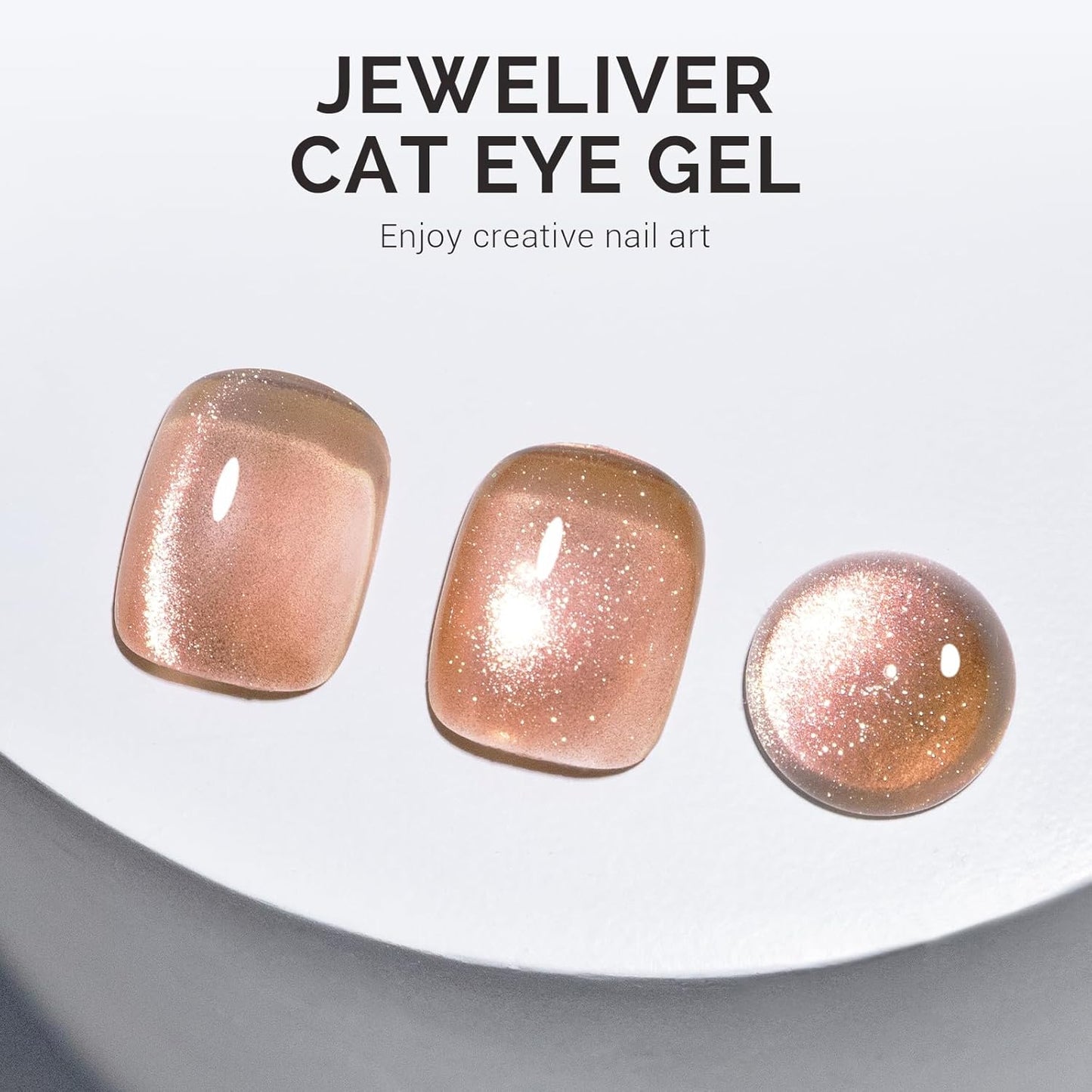 MelodySusie Jeweliver Cat Eye Gel Nail Polish, 0.5 Fl Oz Nude Pink Glitter Holographic Magnetic Nail Polish with Magnet, UV Nail Polish for Nail Art Manicure Salon DIY at Home C38