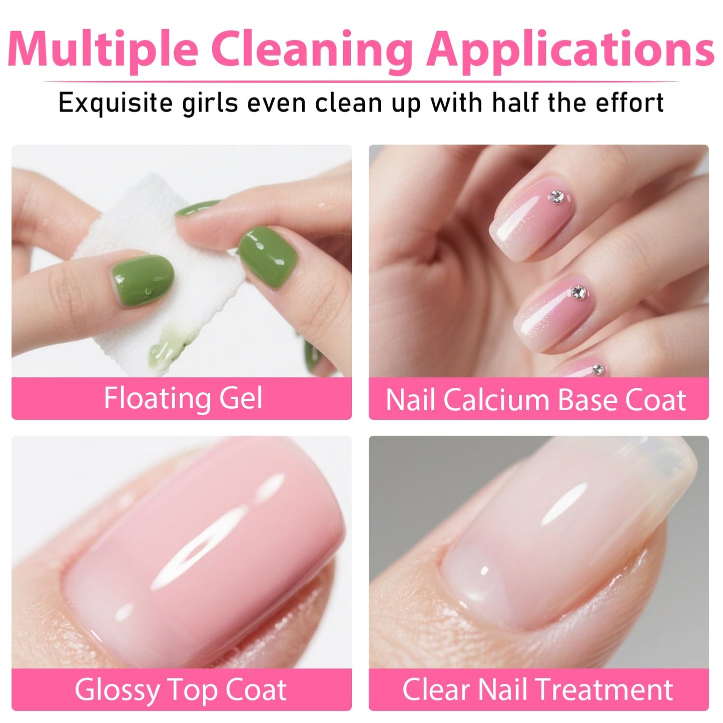 Push-On Nail Polish Remover, Multi-Purpose Nail Cleanser, Pump Bottle Design, Low Odor, Eco-Friendly Formula, Effortless 30-Second Removal for Regular Polish 160ml (Surface Cleanser)