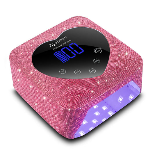 Cordless UV LED Nail Lamp,72W Rechargeable Nail Dryer Gel Polish Light with Large LCD Display,Rechargeable Nail Curing Lamp for Salon & Home (Rose Red Diamond)