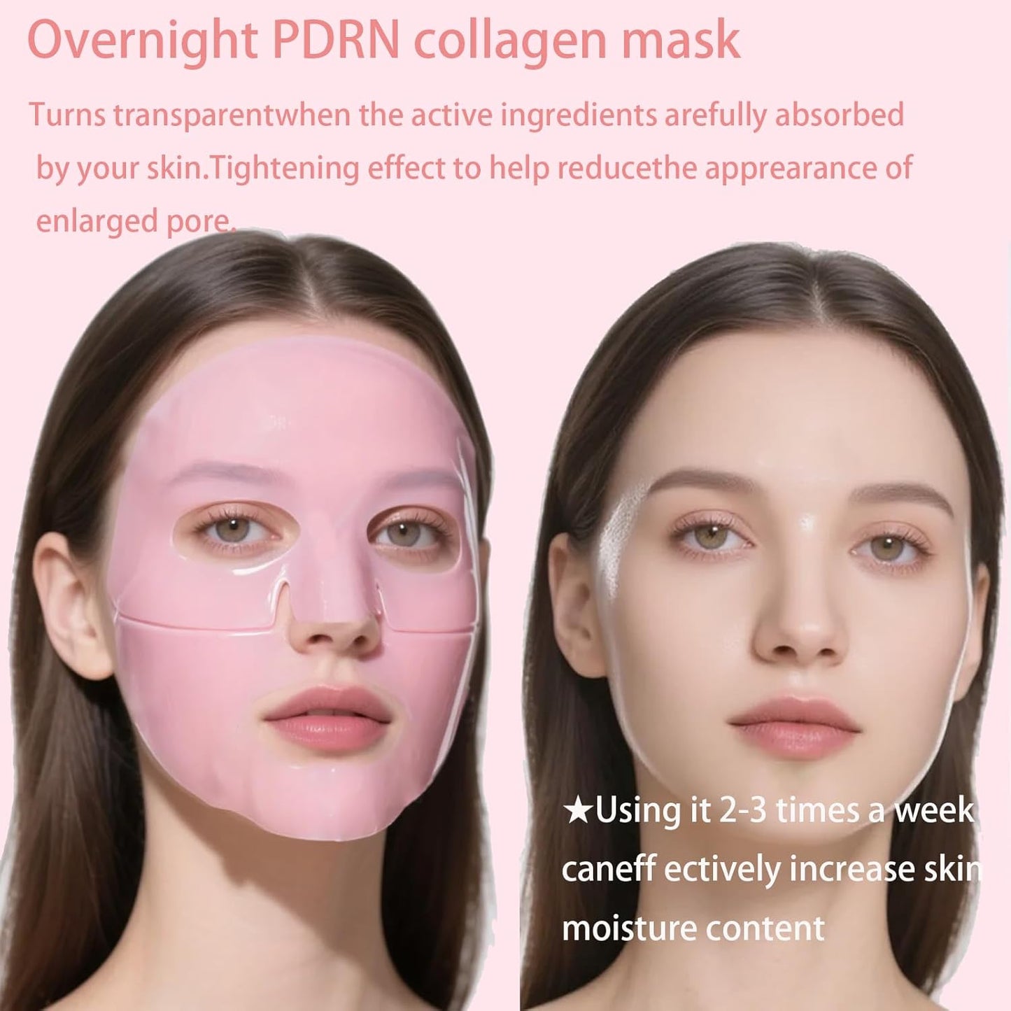 5 Pack Salmon DNA PDRN Pink Collagen Gel Face Mask, Overnight Hydrogel Real Deep Mask Korean Skincare - Enhancing Recovery for All Skin Types and Radiance Boost, elasticity, hydrating, firming