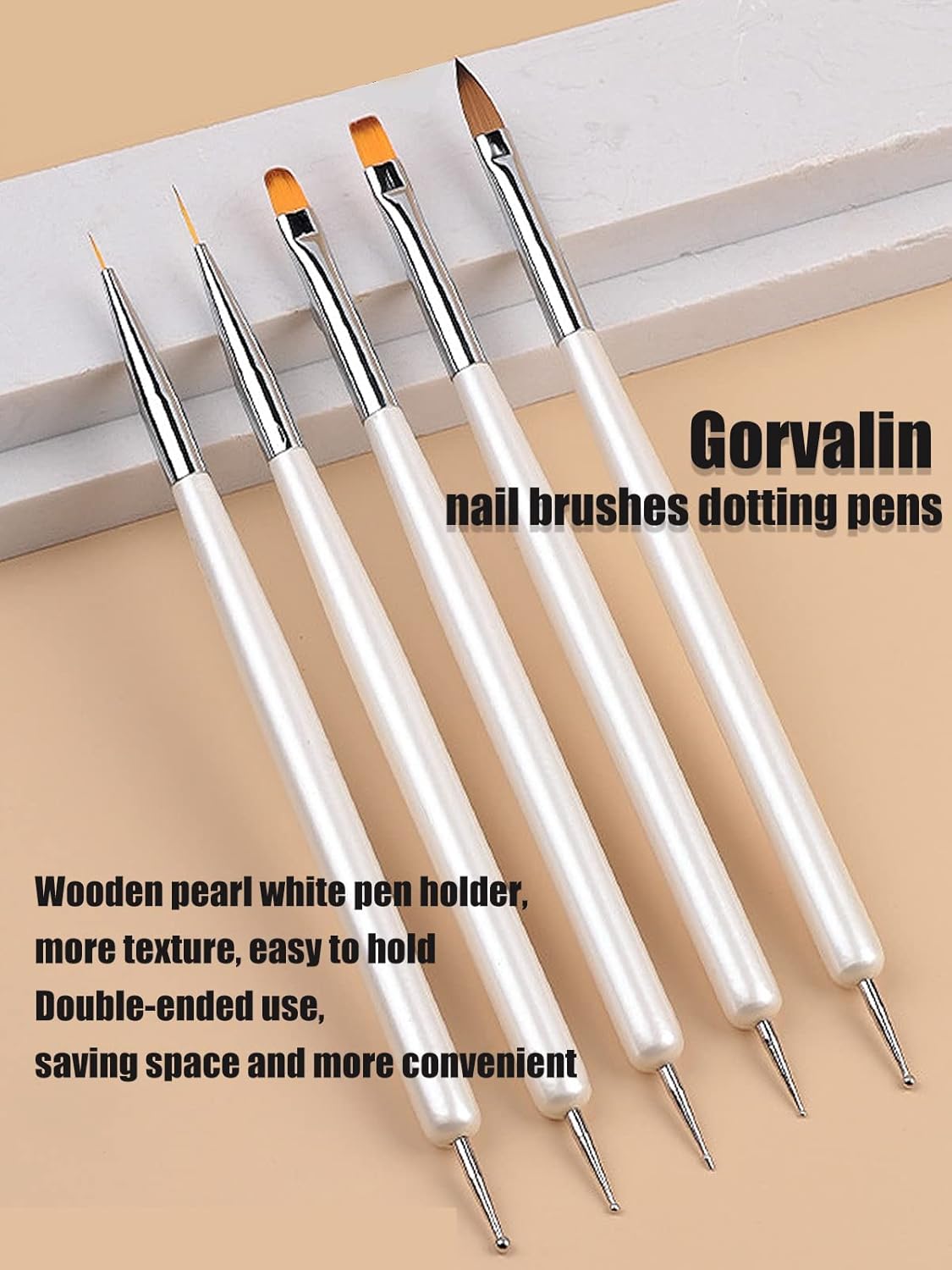 French Nail Stamper Gel Nail Polish Kit with Nail Art Brush Dotting Pens, Gorvalin Black & White UV Gel Nail Polish French Manicure Kit for French Tips DIY Nail Design