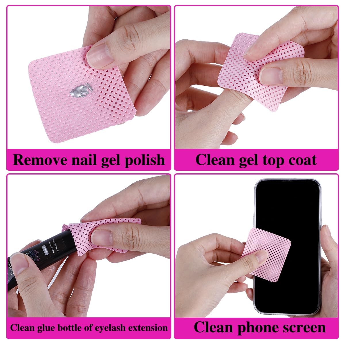Biutee Cleaner Bottle Set for Nail Polish Remover with 1200 Lint Free Nail Wipes, 180ml Empty Push Down Pump Dispenser for Acetone, Salon Grade Manicure Cleaner Bottle & Non-Woven Nail Pads Kit
