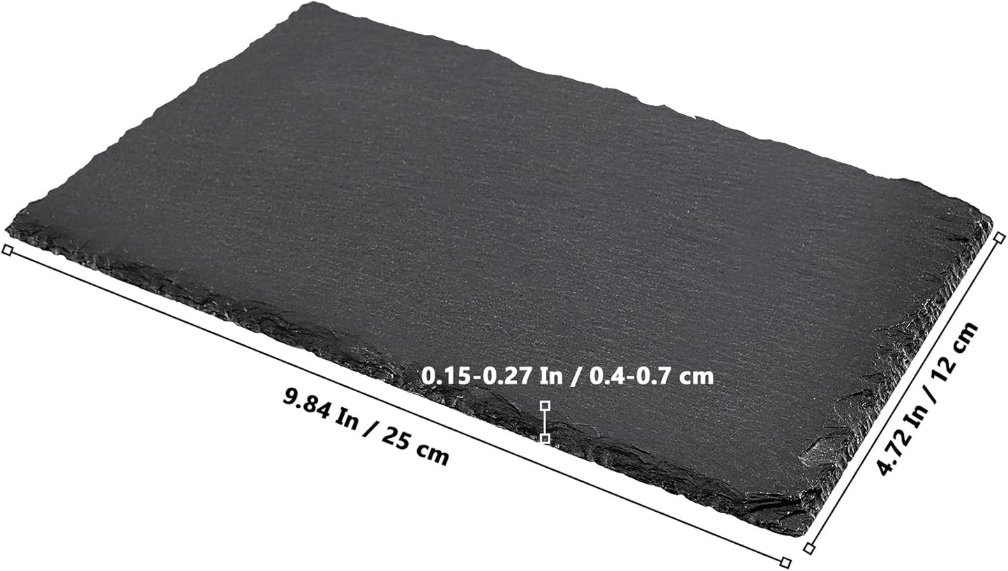 8 PCS 10 x 4.7 Inch Black Slate Cheese Boards, Black Slate Serving Platter with Natural Edge, Slate Stone Serving Tray for Cheese, Charcuterie, Sushi, Appetizers