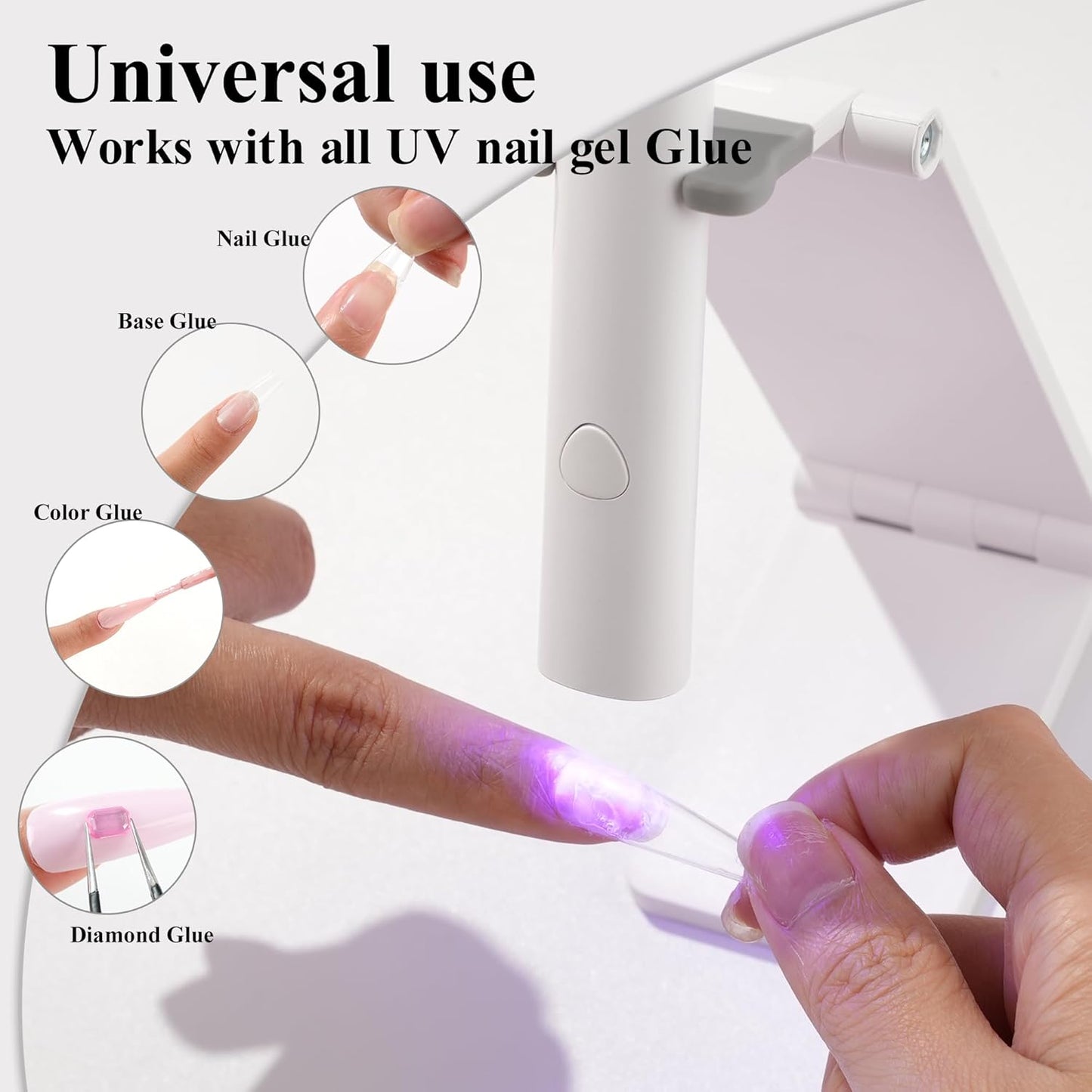 Handheld UV Nail Lamp, Mini U V LED Nail Lamp Handheld with Stand, Portable Nail Dryer Rechargeable USB Cordless, Nail Light with 2 Timers for Fast Drying