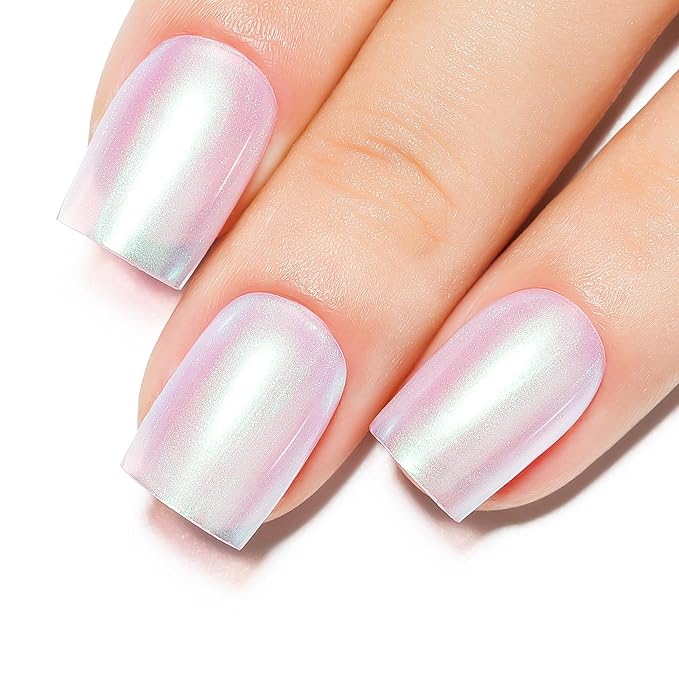 MIZHSE Quick Dry Pearl Nail Polish, Aurora Purple Nail Polish, Fast Drying Glossy Shimmery Mermaid Nail Lacquer Trendy DIY at Home Nail Gift Spree