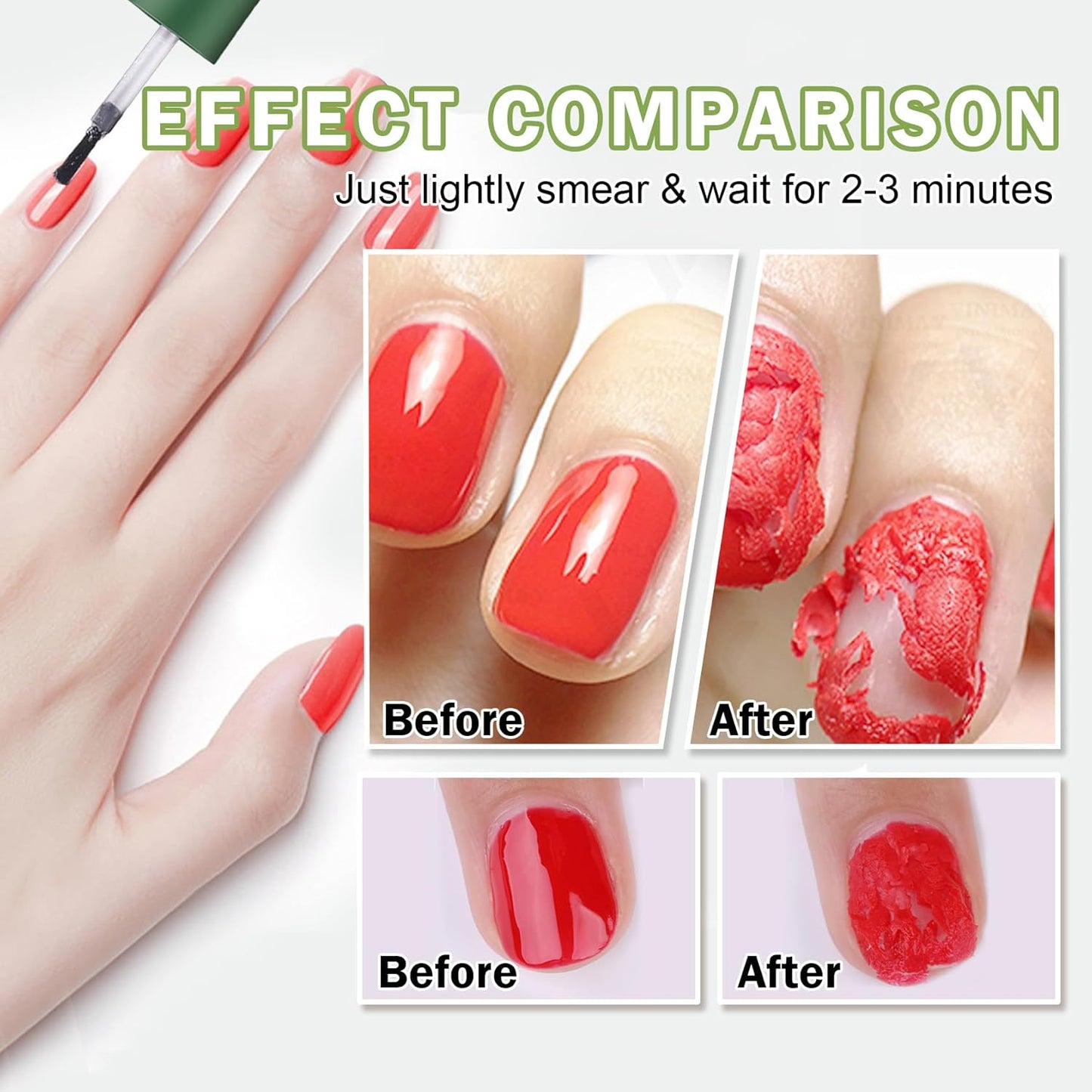 Magic Remover Gel Polish,2PCS Gel Nail Remover,Professional Gel Remover for Nails,Quickly and Easily Removedor de Esmalte Gel (15ML)