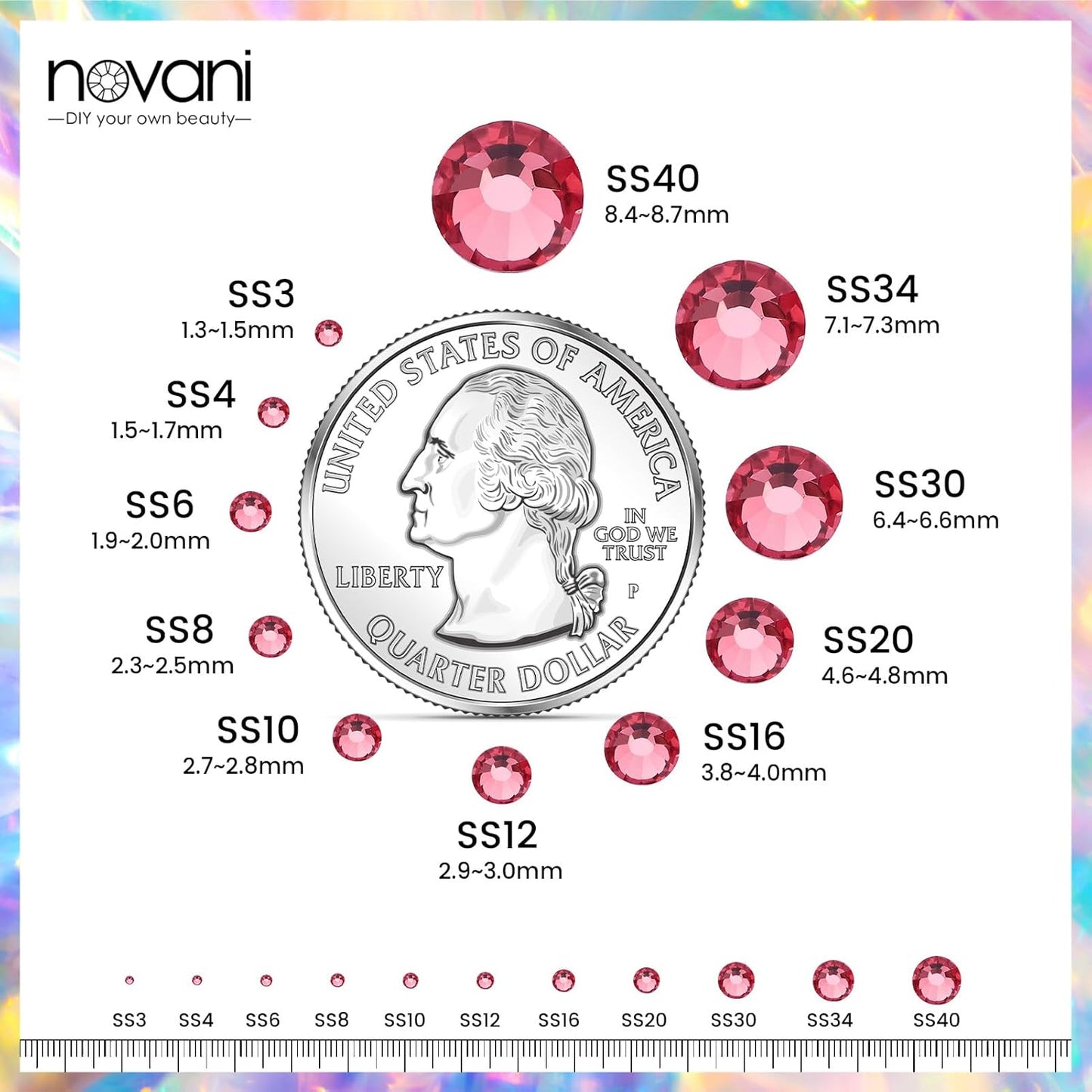 SS6 Non Hotfix Flatback Rhinestones - 1440pcs Glass Nail Gems Crystals for Makeup Bags, Shoes & DIY Decoration (Rose)