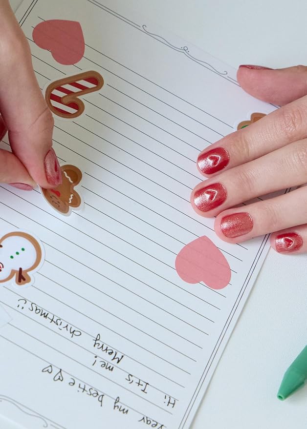 ohora Semi Cured Gel Nail Strips (N Magnetic Love) - Red, Magnet, Works with Any UV/LED Lamps, Salon-Quality, Long Lasting, Easy to Apply & Remove - Includes 2 Prep Pads, Nail File & Wooden Stick