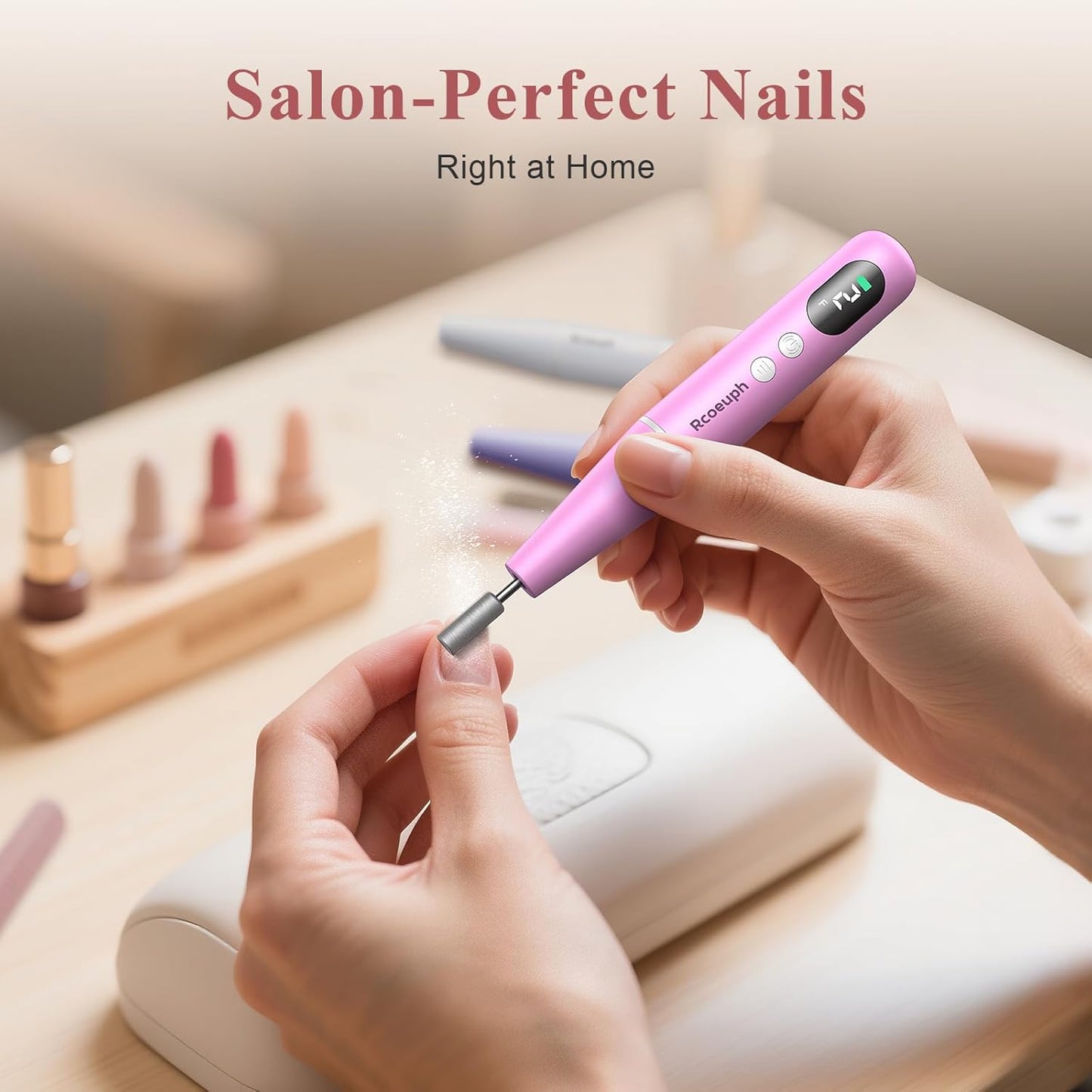 Cordless Nail Drill Kit - 9 Speed Wireless Electric Nail File with LED Display, Portable Nail Drill Machine for Acrylic Gel Nails, Rechargeable 20000RPM Hand Feet Grind Trim Tool for Women Men Baby
