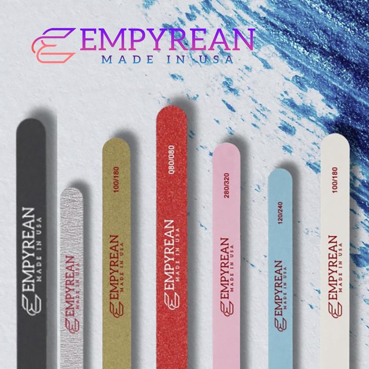 Empyrean Premium Nail Files | Made in USA | Fine 220/320 Extra Fine | Professionals Choice | Disinfectable Washable Reusable | Dark Blue Nail File