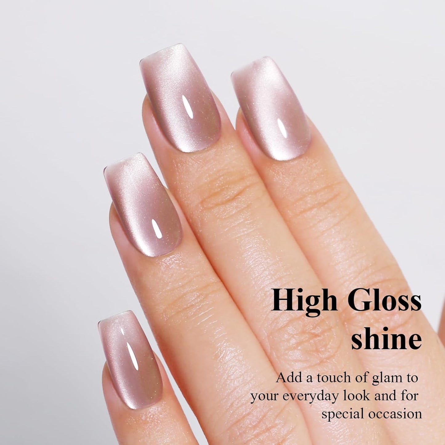 Imtiti Nude Cat Eye Gel Nail Polish with Magnet, Holographic Glitter Shimmer Magnetic UV Gel Polish for Nail Art Soak off UV Led